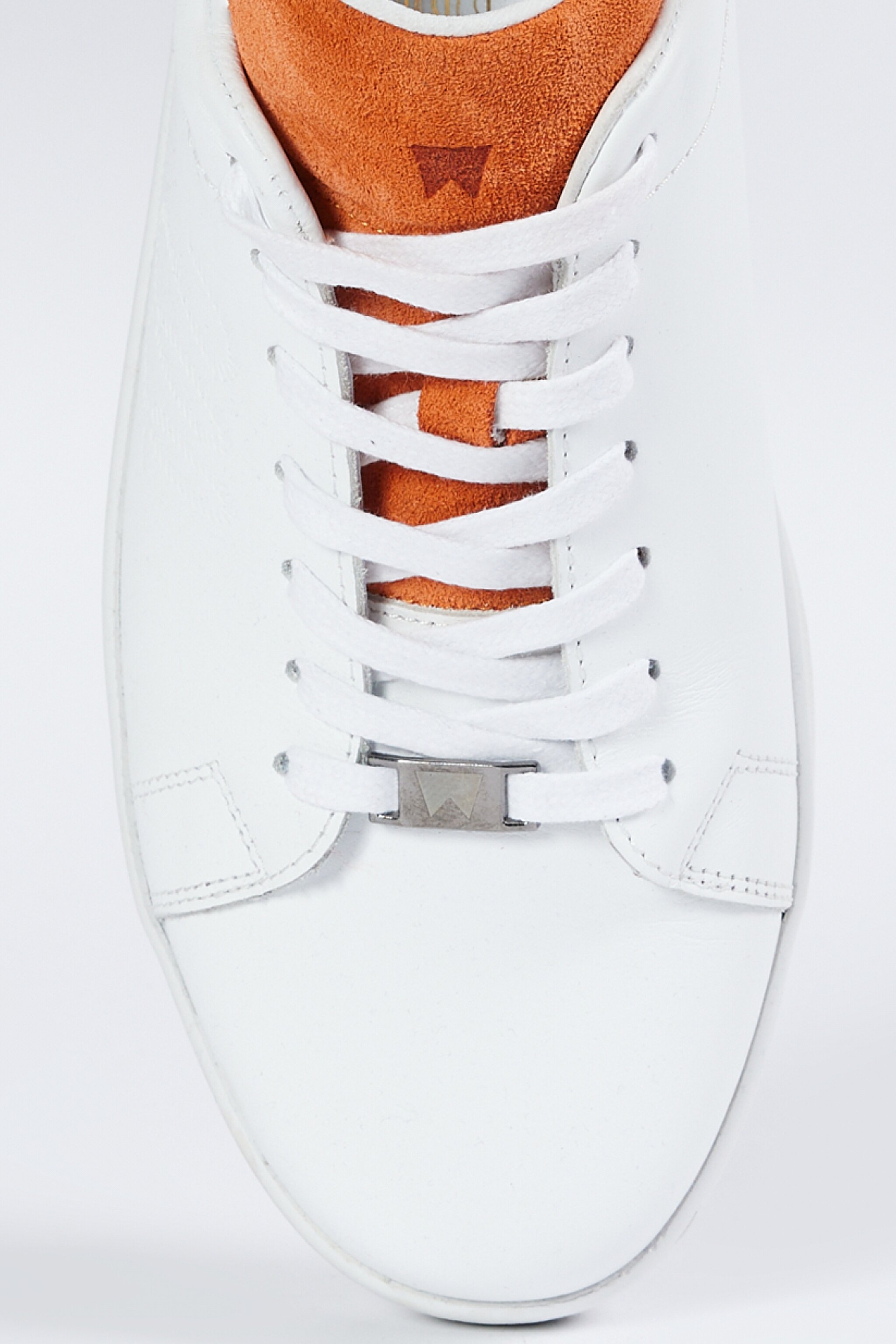 %100 Deri Beyaz Turuncu Sneaker Ayakkabı - White&Orange-W231K401W12 (görsel 3)