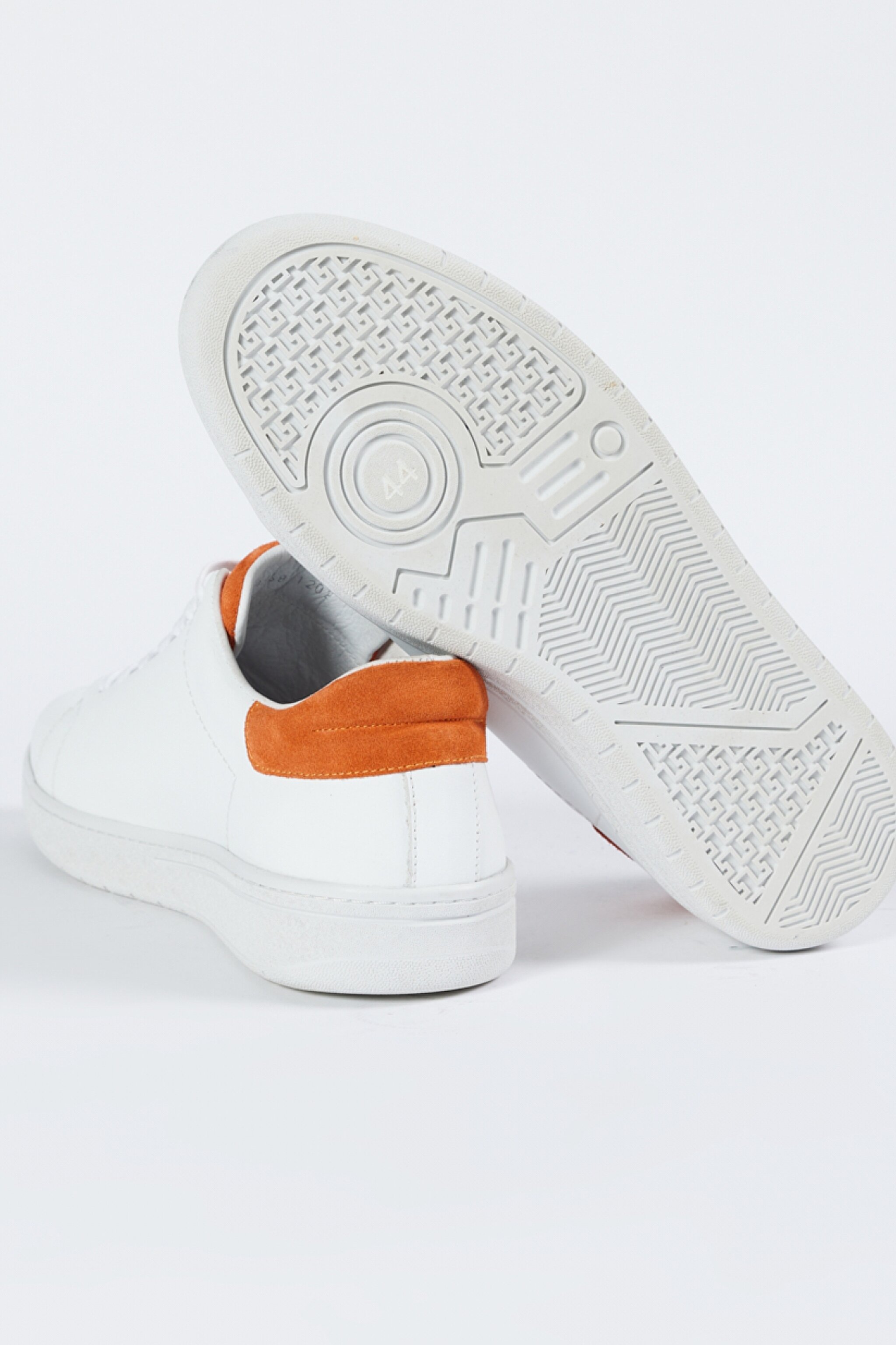 %100 Deri Beyaz Turuncu Sneaker Ayakkabı - White&Orange-W231K401W12 (görsel 4)