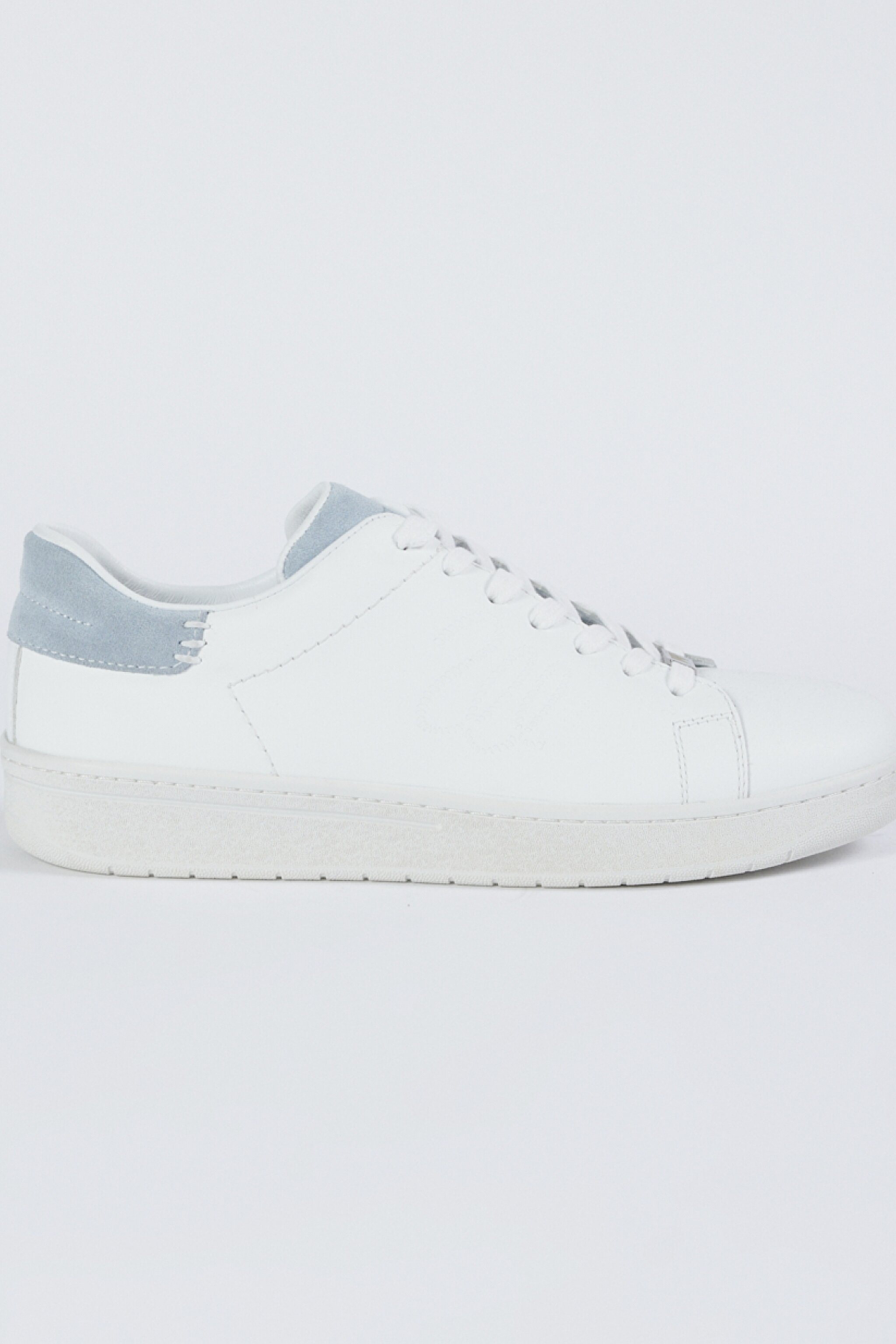 %100 Deri Beyaz Mavi Sneaker Ayakkabı