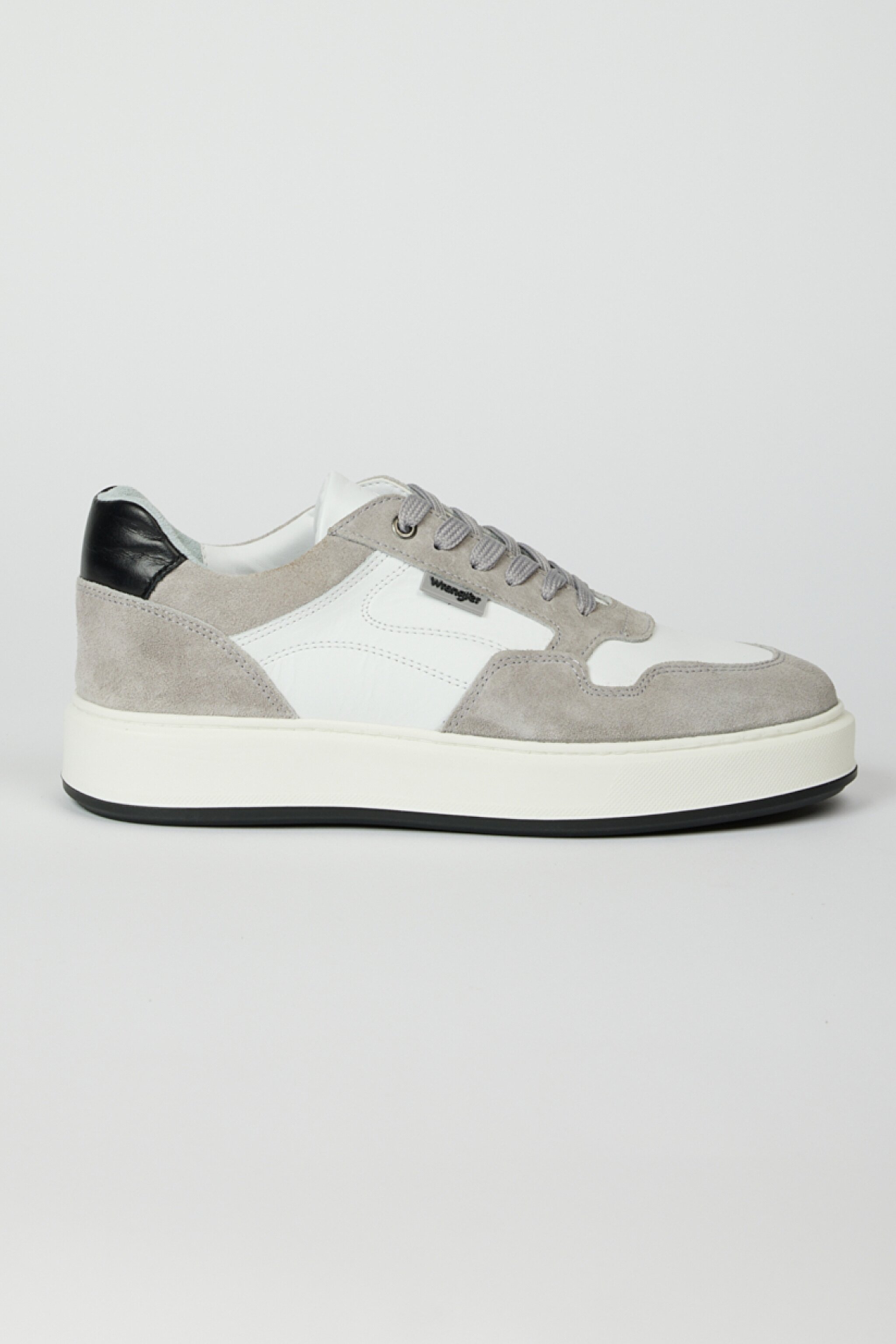 %100 Deri Beyaz-Gri Süet Sneaker Ayakkabı