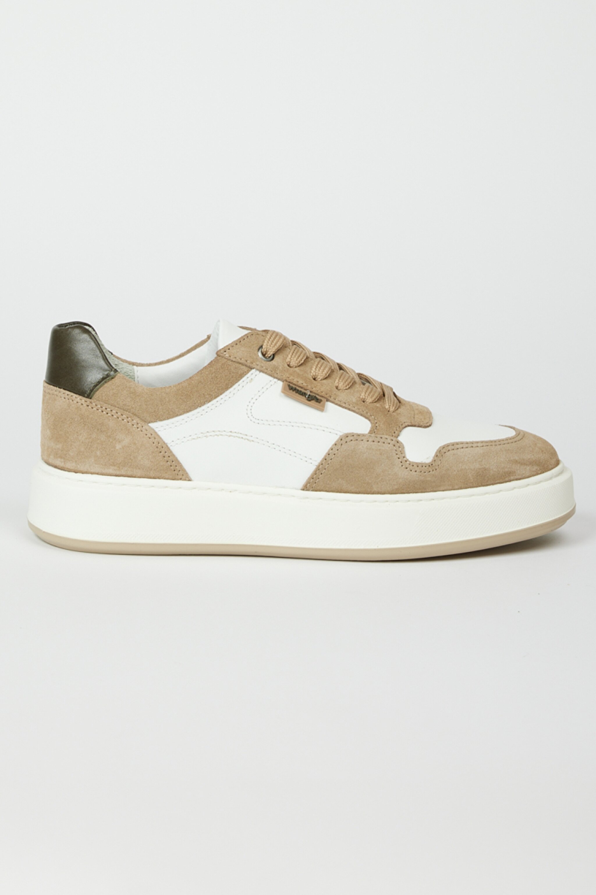 %100 Deri Beyaz-Bej Sneaker Ayakkabı