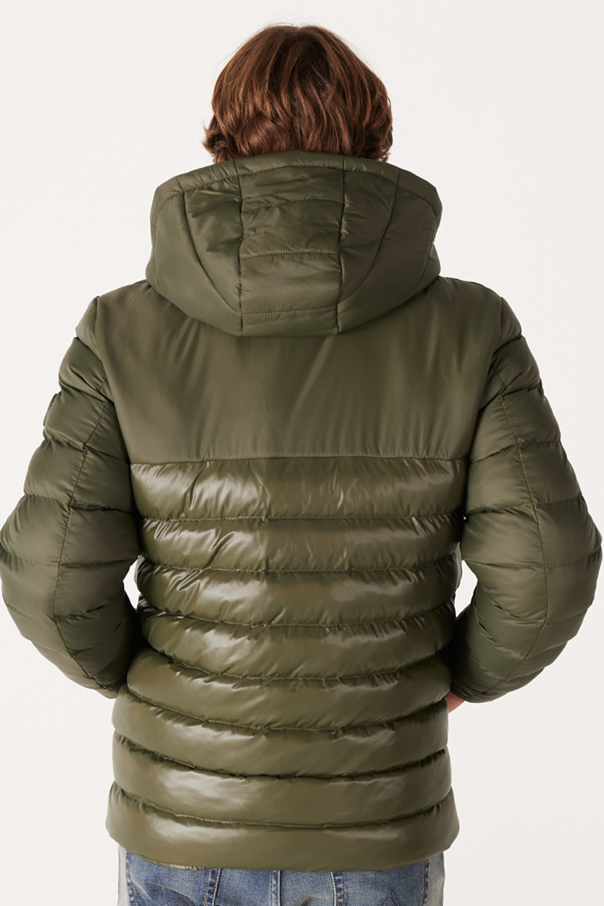 Regular Fit Normal Kesim Kapüşonlu Kapitone Haki Şişme Mont - Khaki-W232008801 (görsel 8)