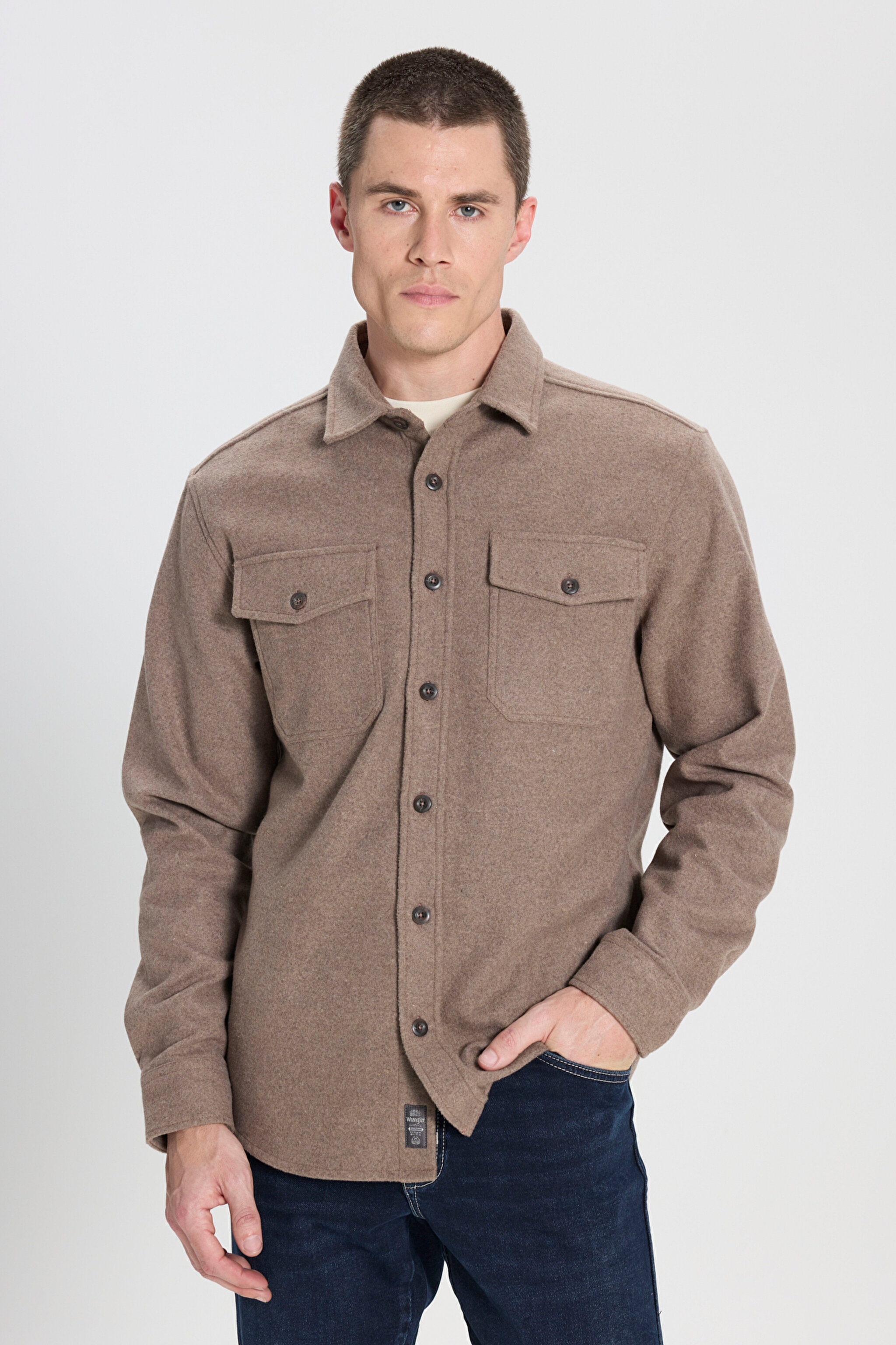 Relaxed Fit Geniş Kesim Kahverengi Gömlek - Brown-W232137220 (görsel 2)