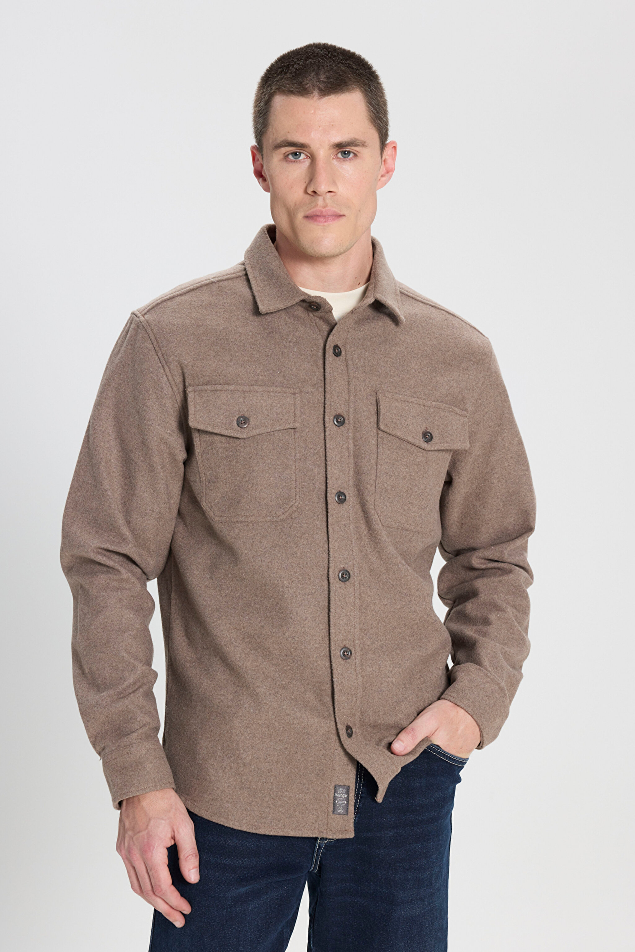 Relaxed Fit Geniş Kesim Kahverengi Gömlek - Brown-W232137220 (görsel 3)