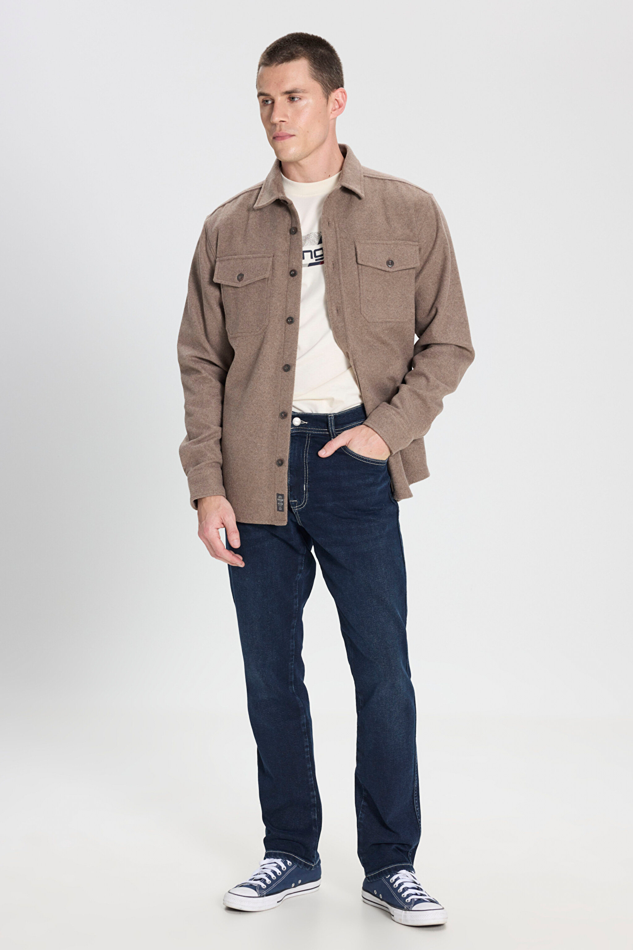 Relaxed Fit Geniş Kesim Kahverengi Gömlek - Brown-W232137220 (görsel 4)