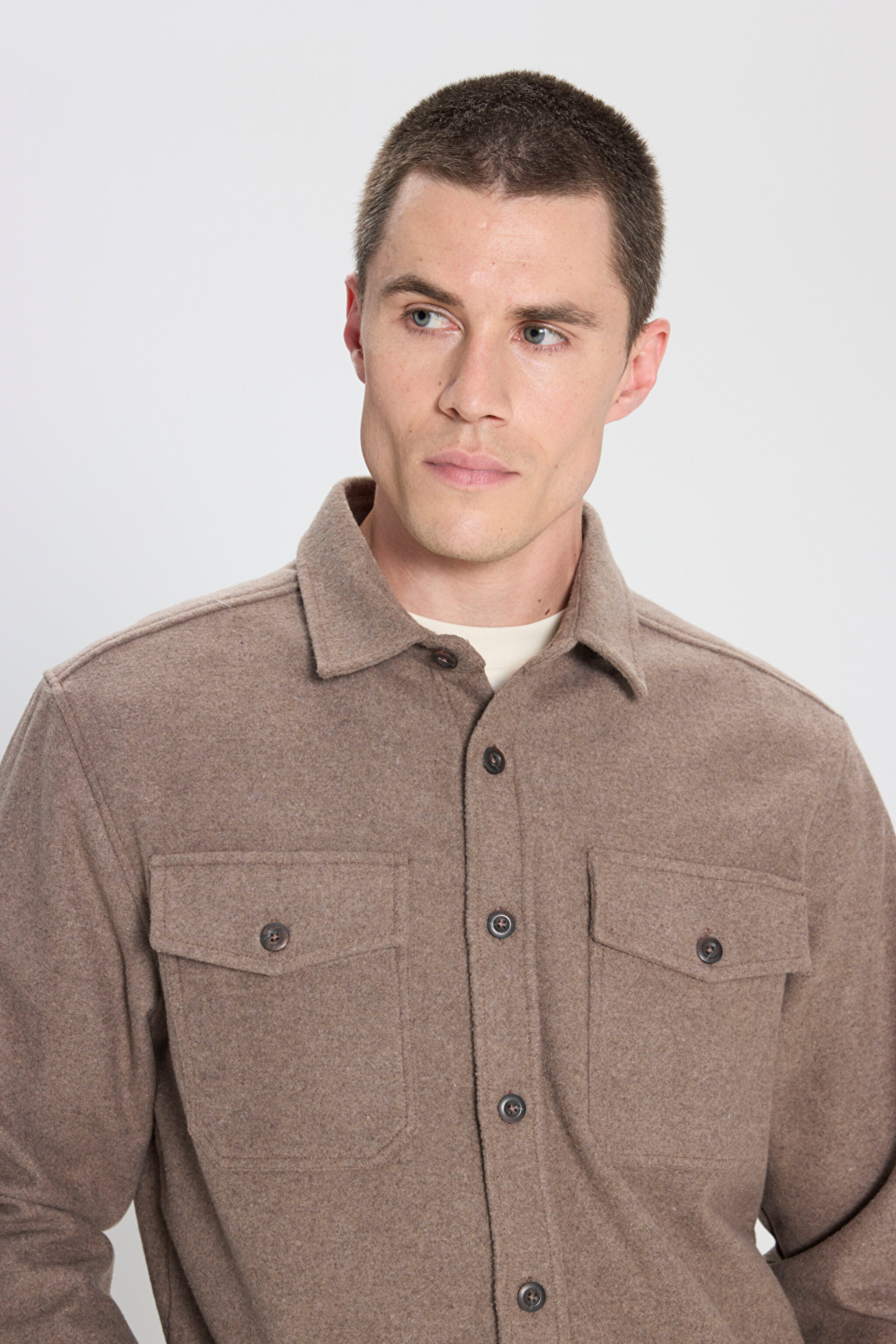 Relaxed Fit Geniş Kesim Kahverengi Gömlek - Brown-W232137220 (görsel 6)
