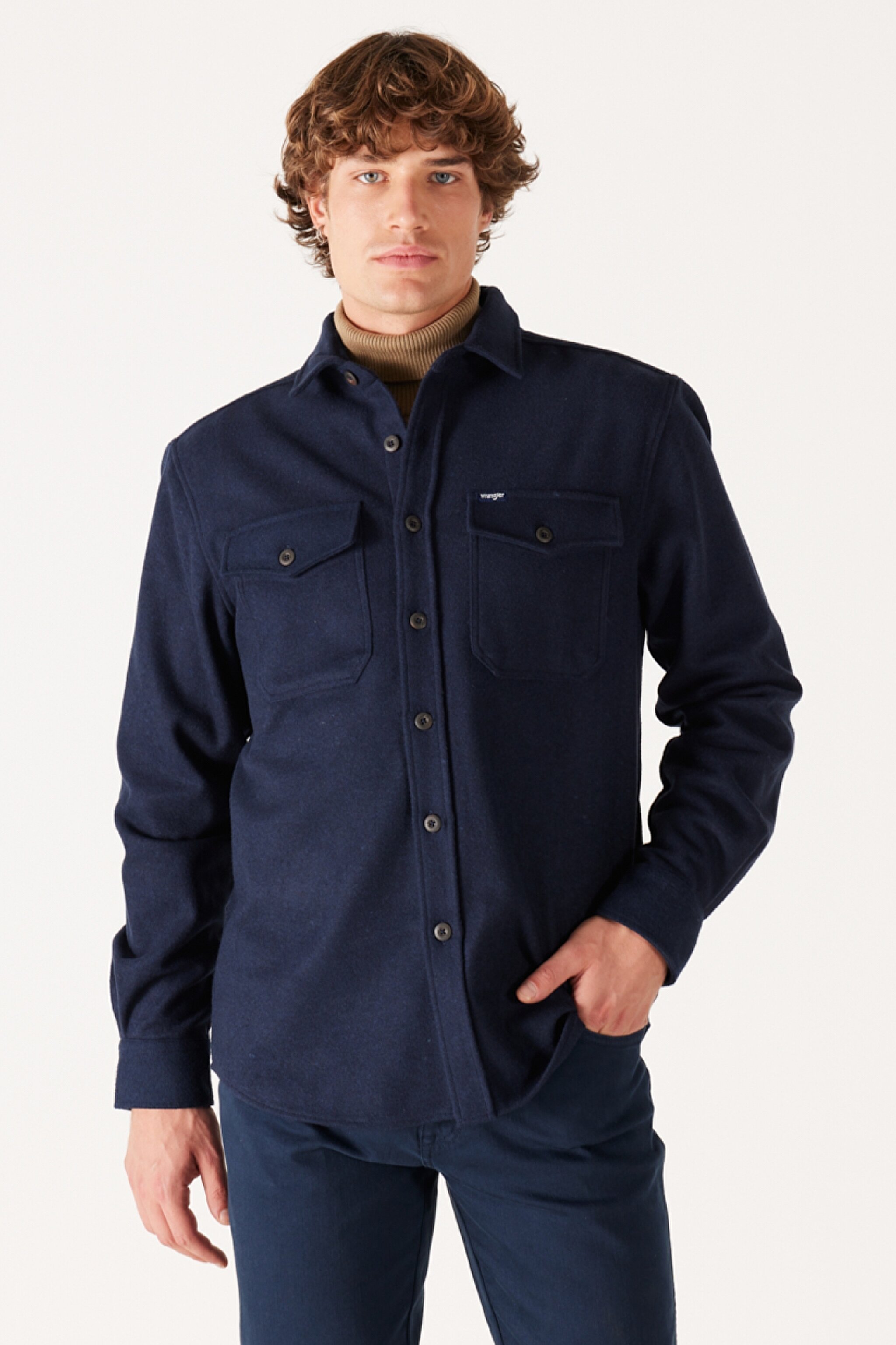 Loose Fit Geniş Kesim Lacivert Uzun Kollu Gömlek - Navy-W232137410