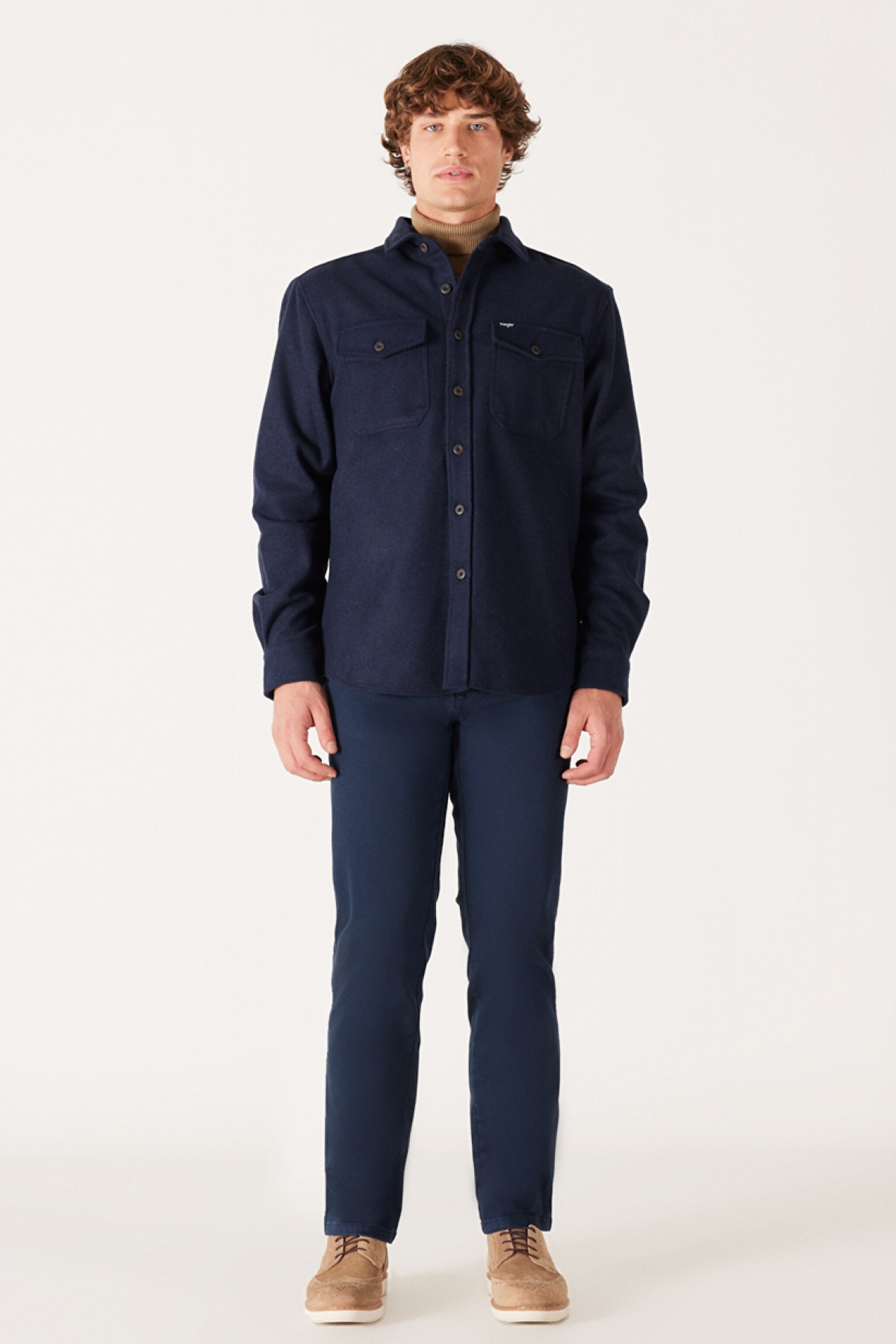 Loose Fit Geniş Kesim Lacivert Uzun Kollu Gömlek - Navy-W232137410 (görsel 5)