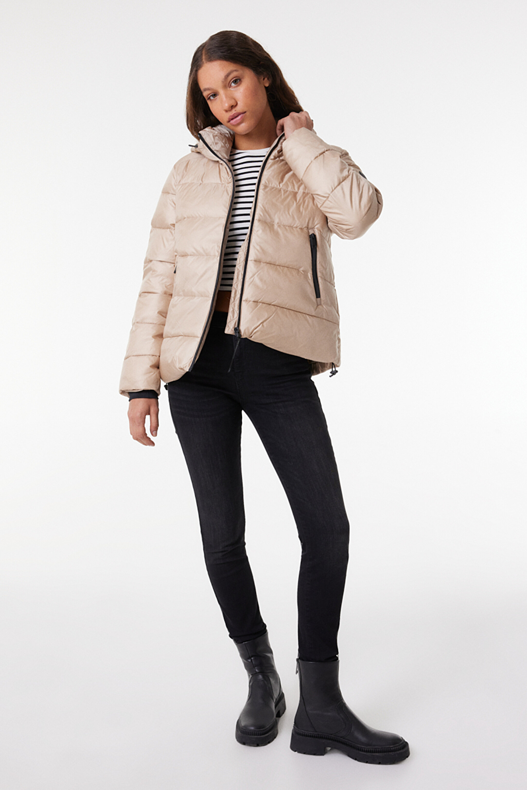All Terrain Gear Loose Fit Rahat Kesim Kapüşonlu Bej Şişme Mont - Camel-W232196211 (görsel 2)