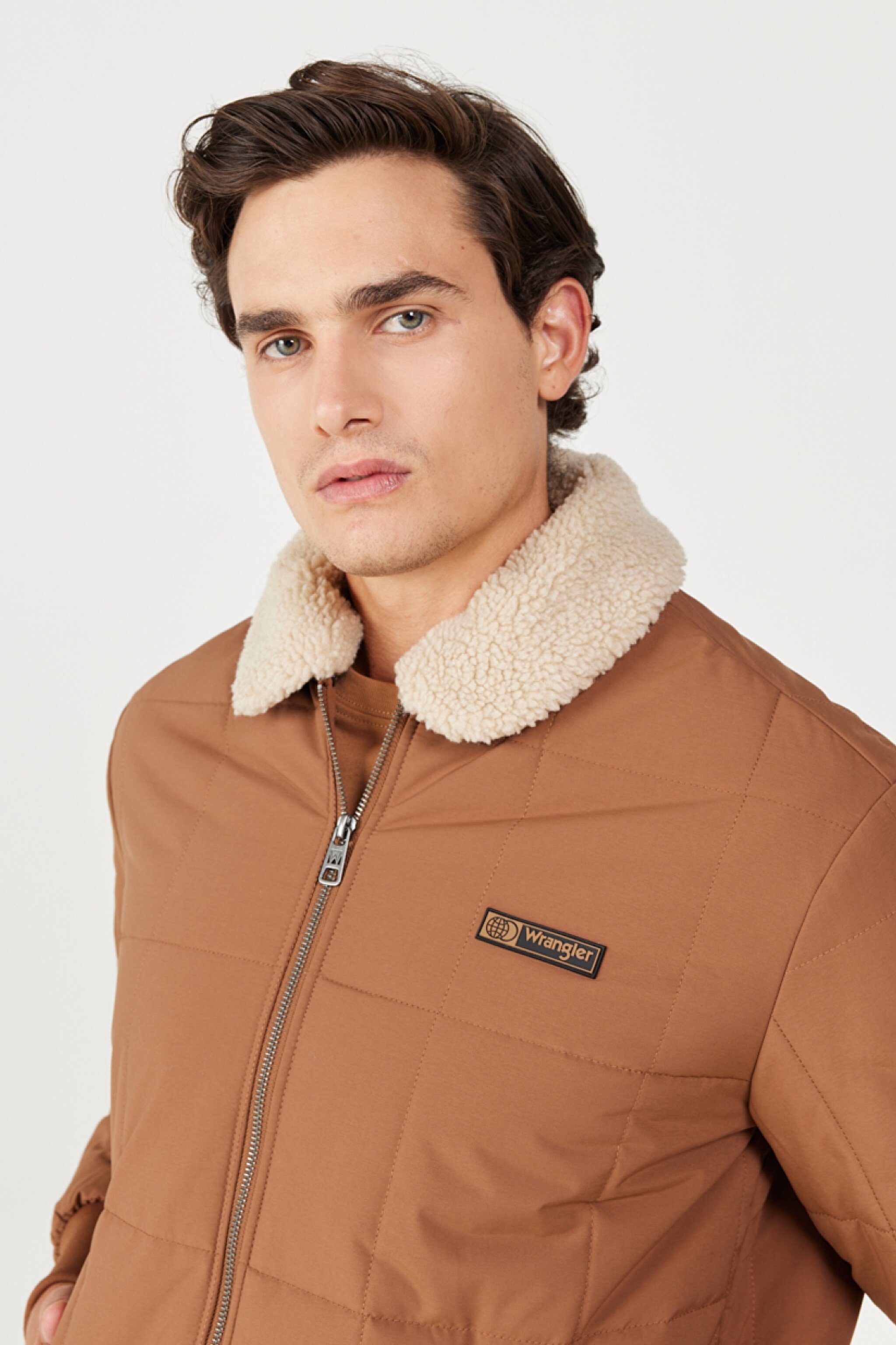 Regular Fit Normal Kesim Kahverengi Sherpa Bomber Ceket - Brown-W232228220 (görsel 4)