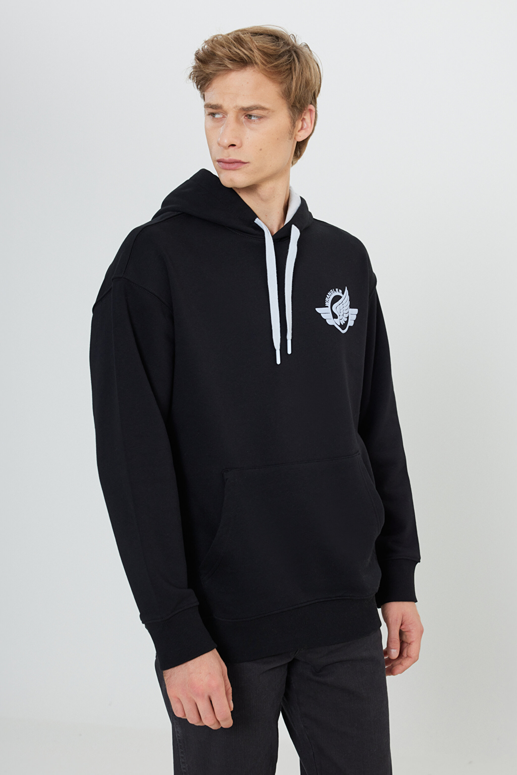 Regular Fit Normal Kesim Kapüşonlu İçi Polarlı Siyah Sweatshirt - Black-W232239001 (görsel 2)