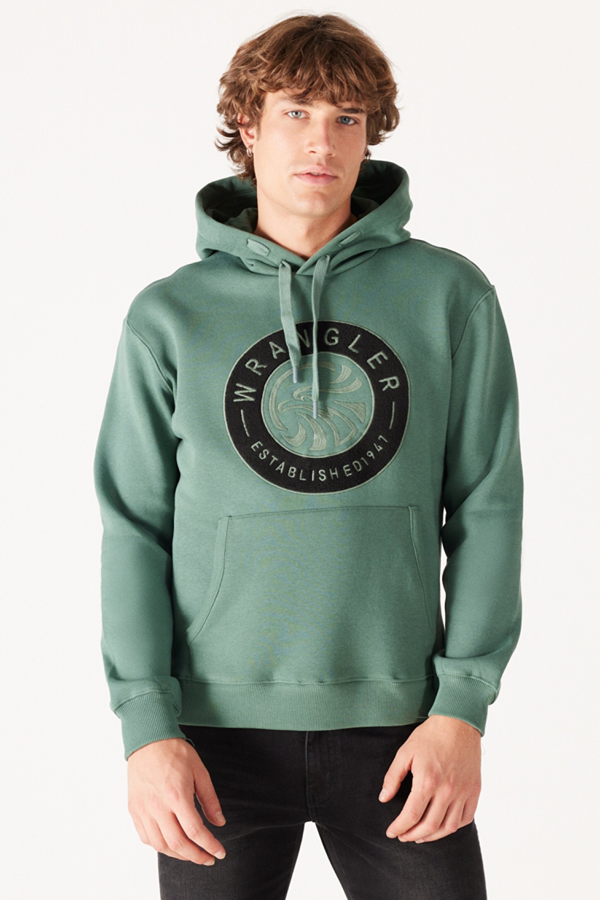 Regular Fit Normal Kesim Kapüşonlu İçi Polarlı Yeşil Sweatshirt - Green-W232239300 (görsel 2)