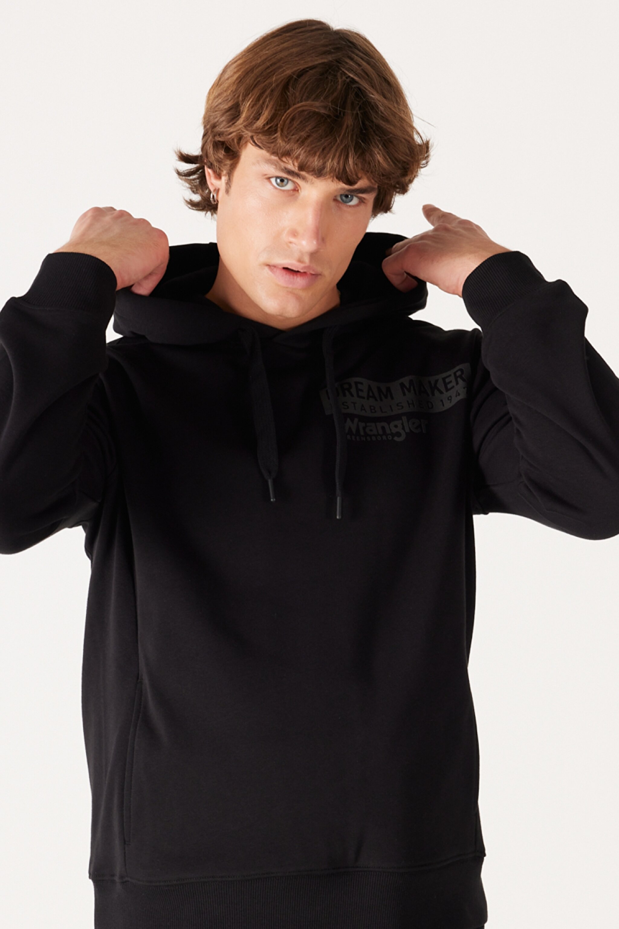 Regular Fit Normal Kesim Kapüşonlu Şardonlu Siyah Sweatshirt - Black-W232242001