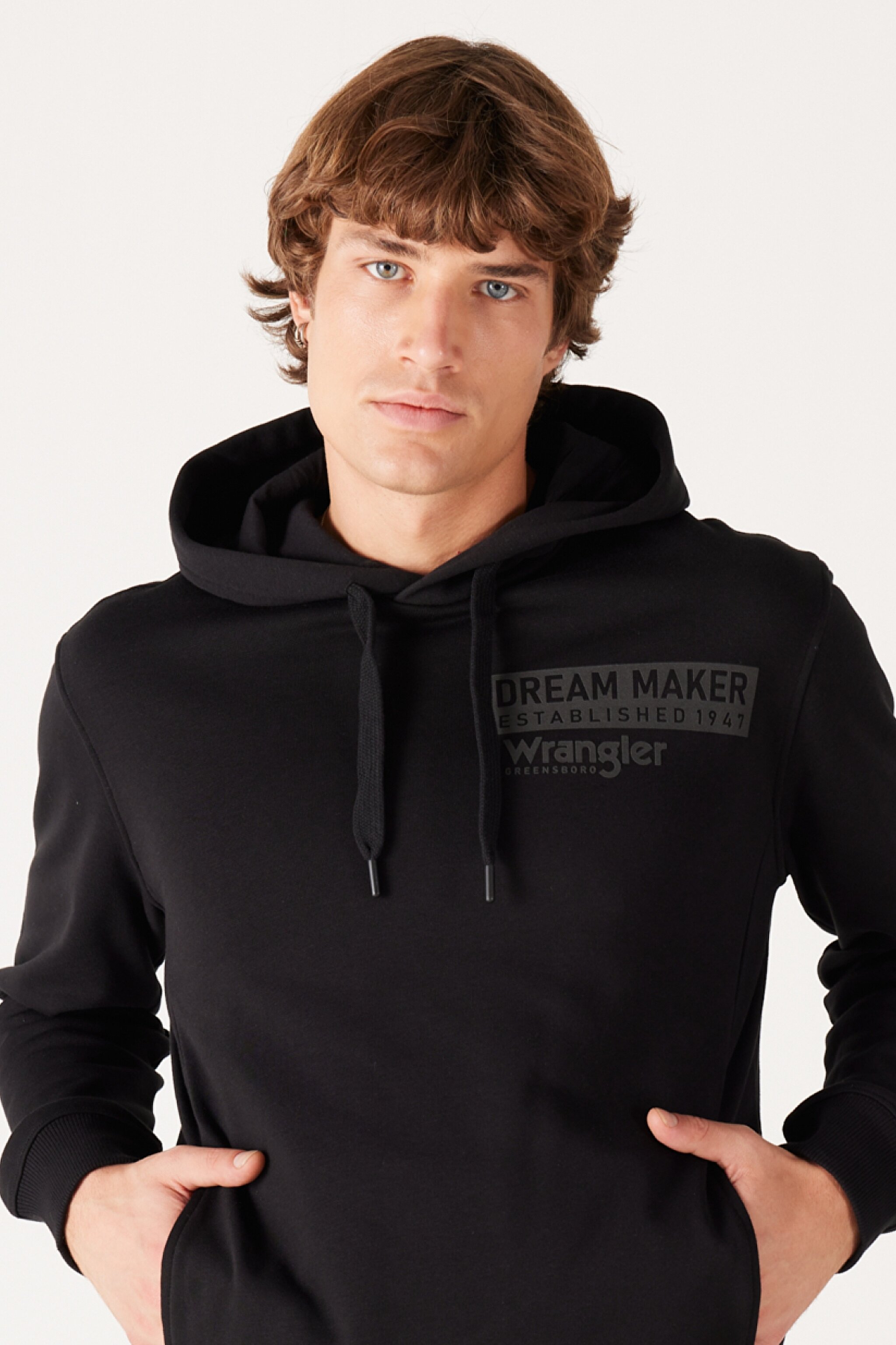 Regular Fit Normal Kesim Kapüşonlu Şardonlu Siyah Sweatshirt - Black-W232242001 (görsel 2)