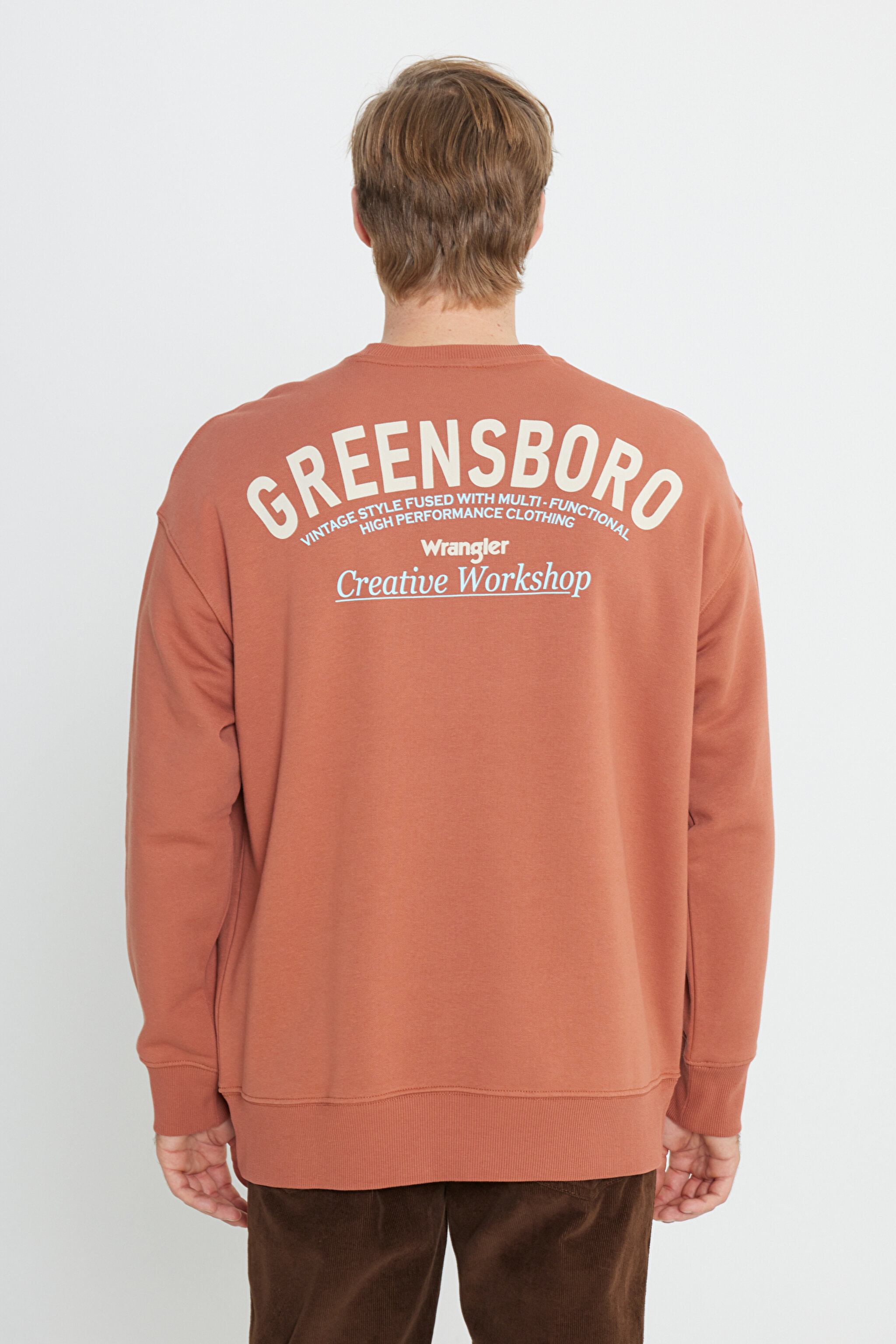 Oversize Fit Geniş Kesim Bisiklet Yaka Şardonlu Tarçın Sweatshirt - Light Brown-W232243219 (görsel 5)