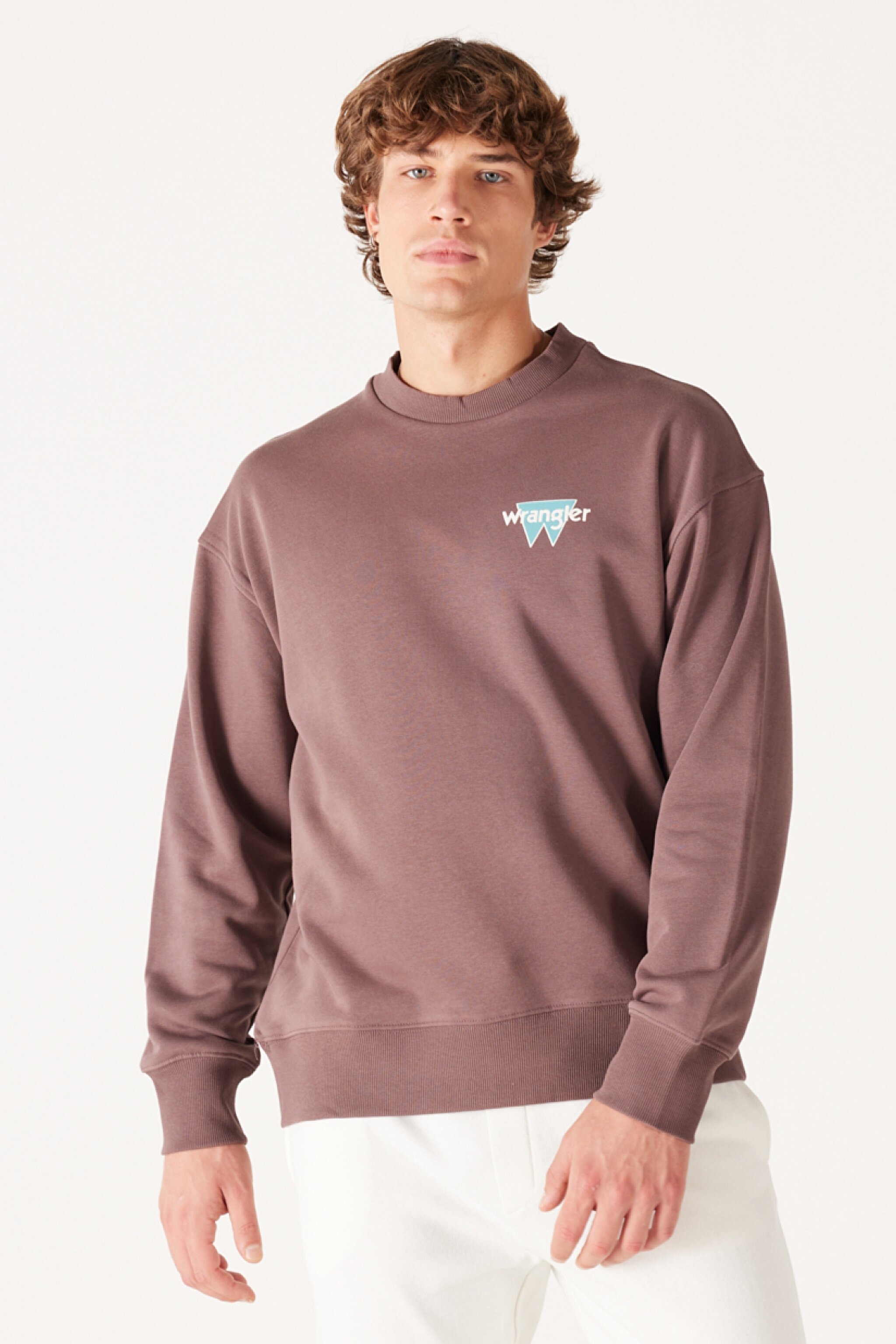 Loose Fit Rahat Kesim Bisiklet Yaka Şardonlu Kahverengi Sweatshirt - Brown-W232244220 (görsel 2)