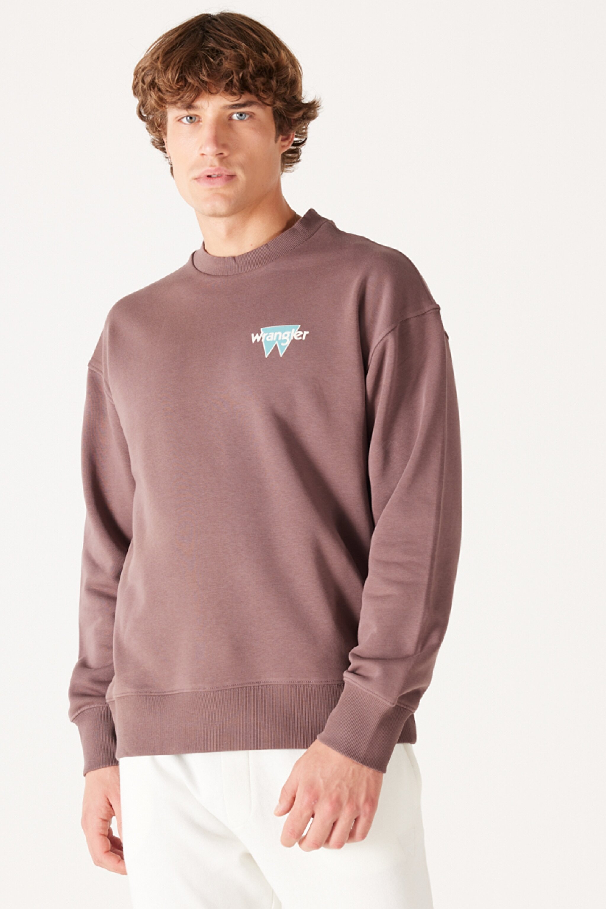 Loose Fit Rahat Kesim Bisiklet Yaka Şardonlu Kahverengi Sweatshirt - Brown-W232244220 (görsel 3)