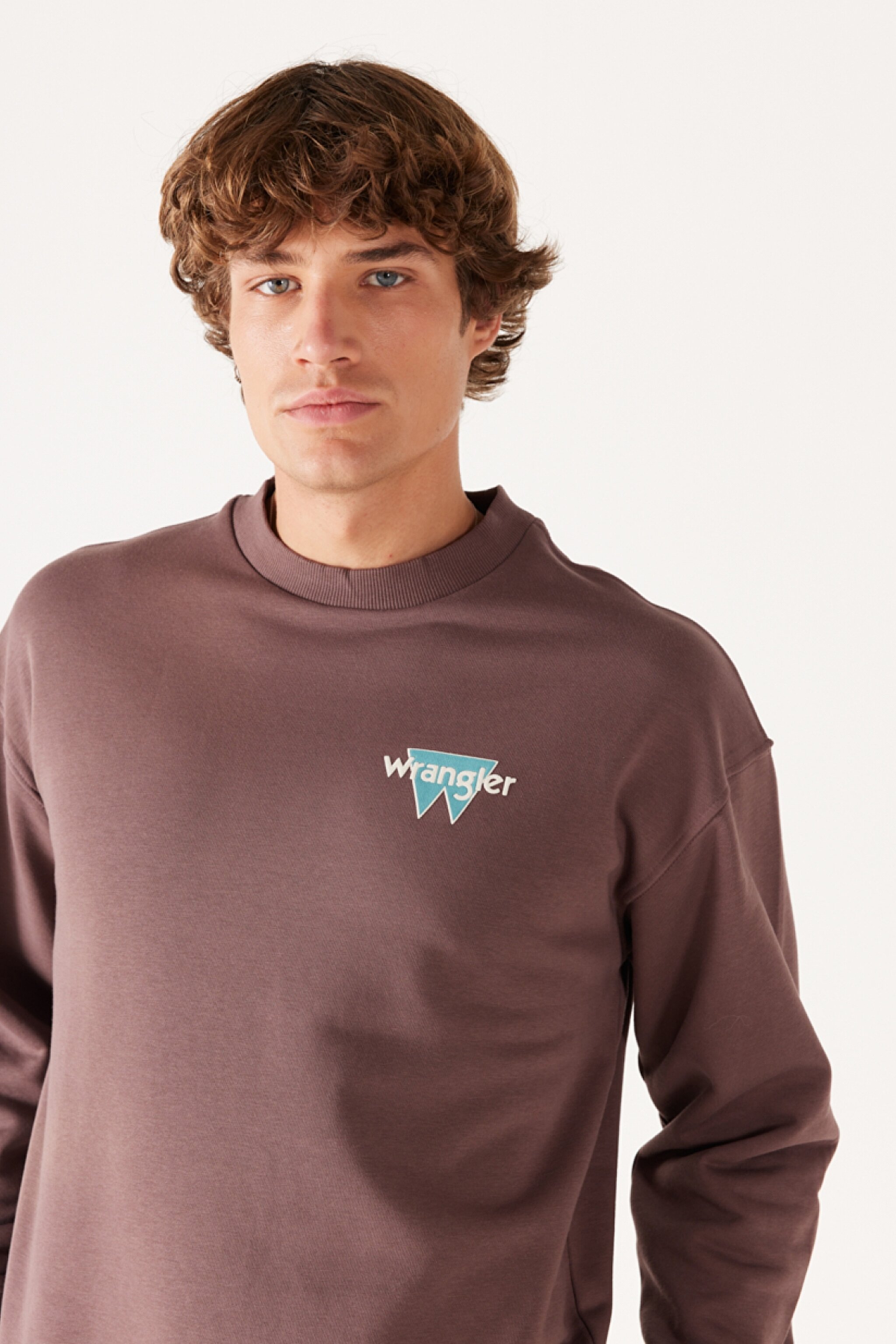 Loose Fit Rahat Kesim Bisiklet Yaka Şardonlu Kahverengi Sweatshirt - Brown-W232244220 (görsel 5)
