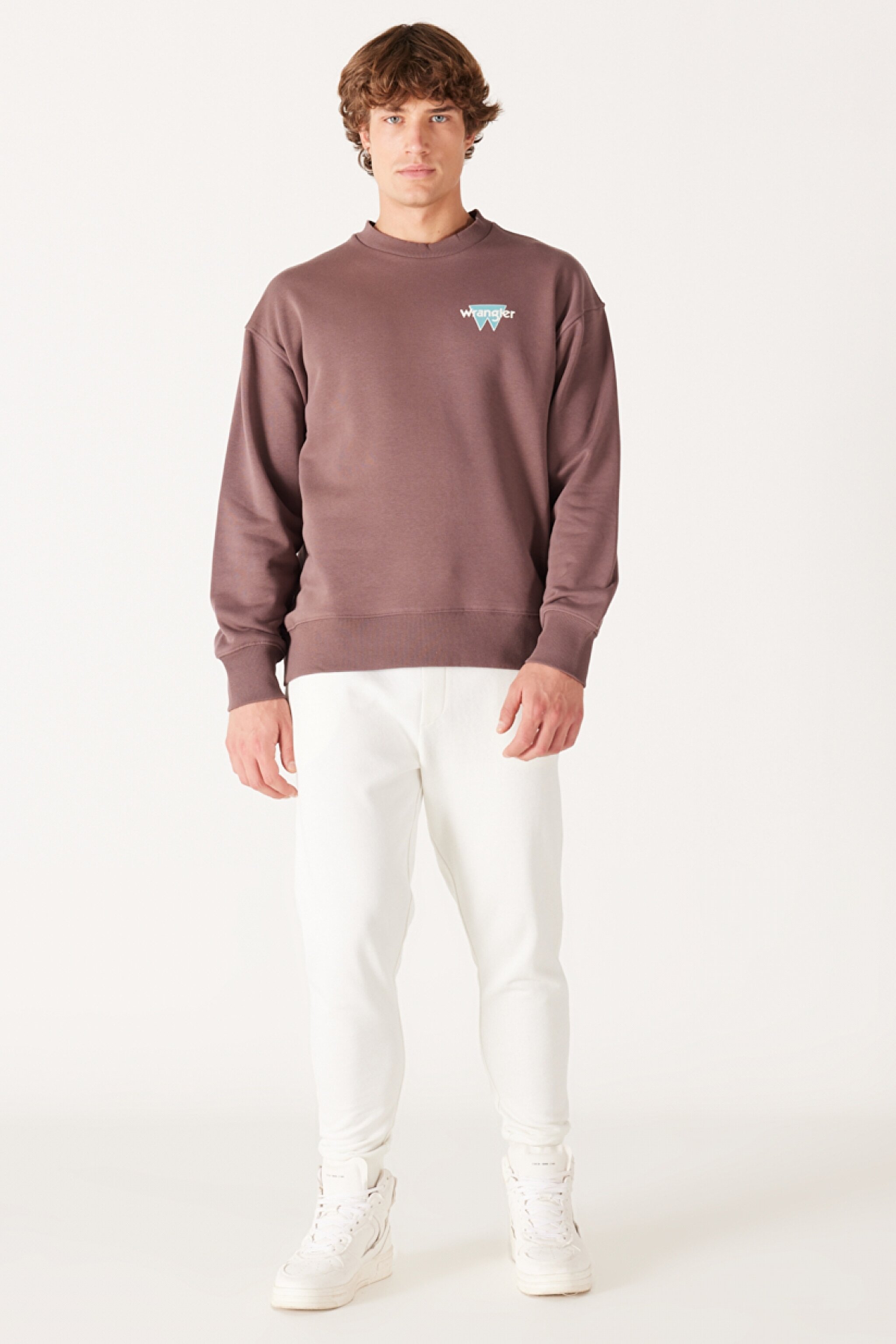 Loose Fit Rahat Kesim Bisiklet Yaka Şardonlu Kahverengi Sweatshirt - Brown-W232244220 (görsel 6)