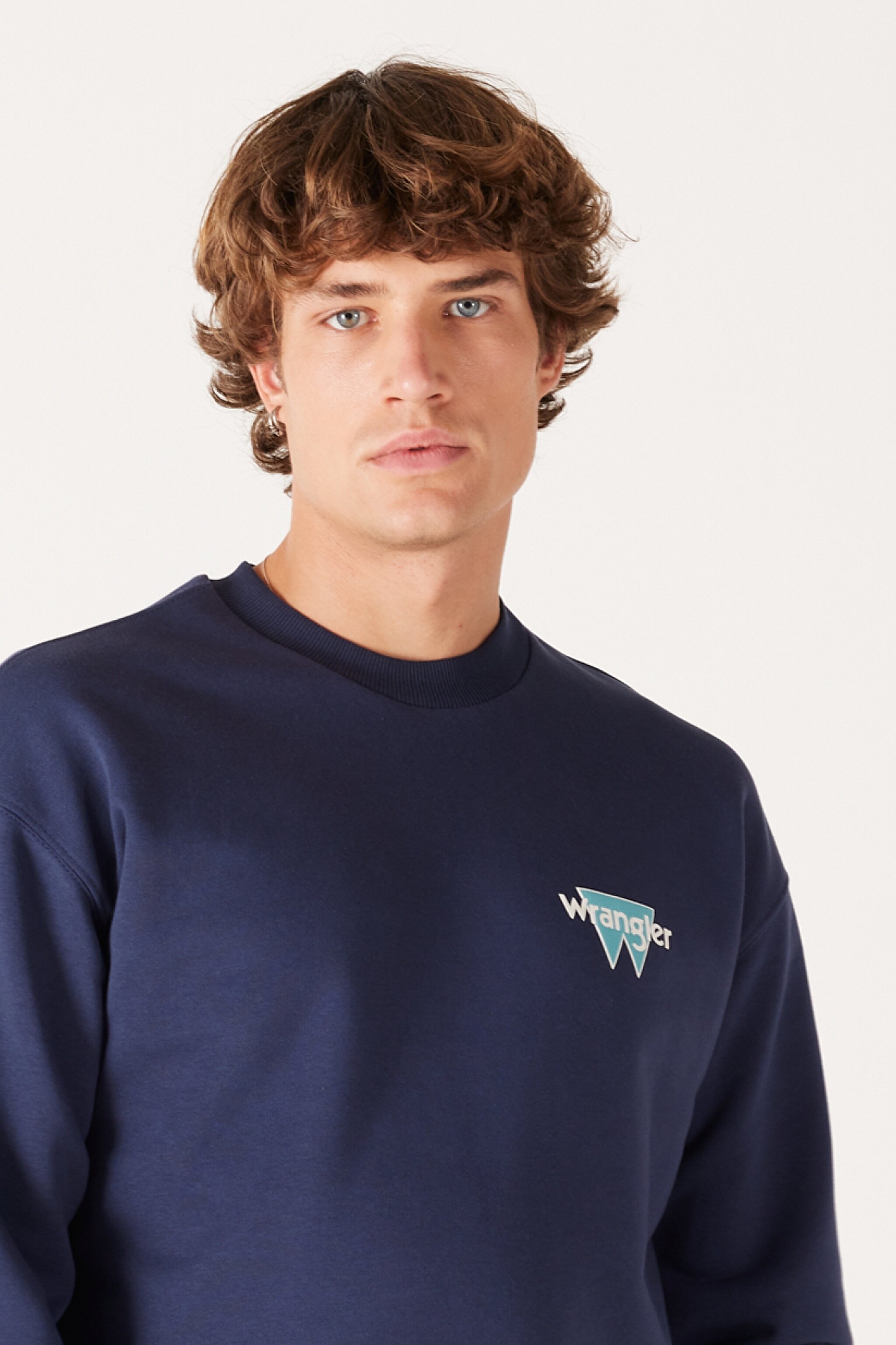 Loose Fit Rahat Kesim Bisiklet Yaka Sırt Baskılı Şardonlu Lacivert Sweatshirt - Indigo-W232244315 (görsel 5)