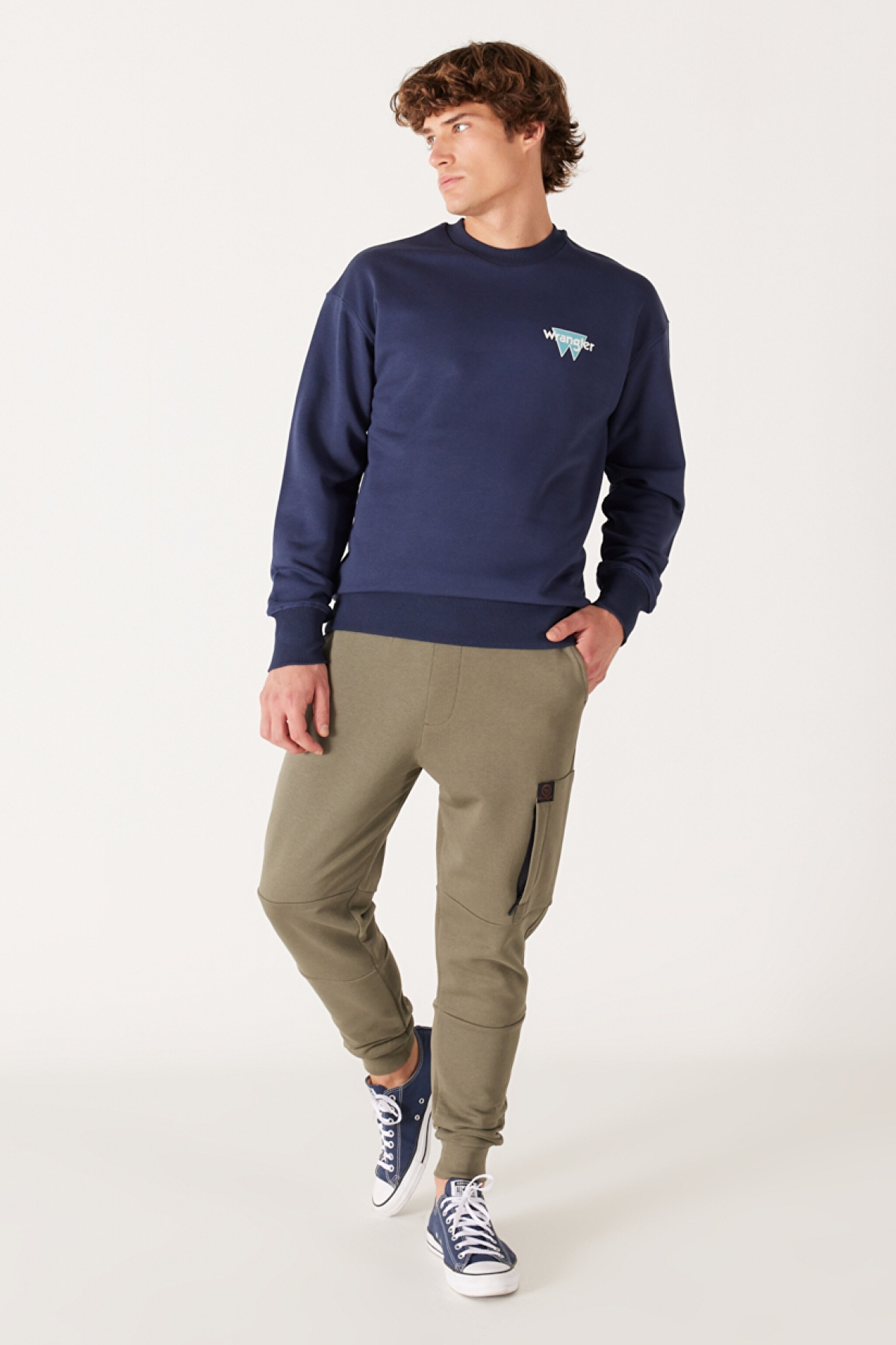 Loose Fit Rahat Kesim Bisiklet Yaka Sırt Baskılı Şardonlu Lacivert Sweatshirt - Indigo-W232244315 (görsel 6)