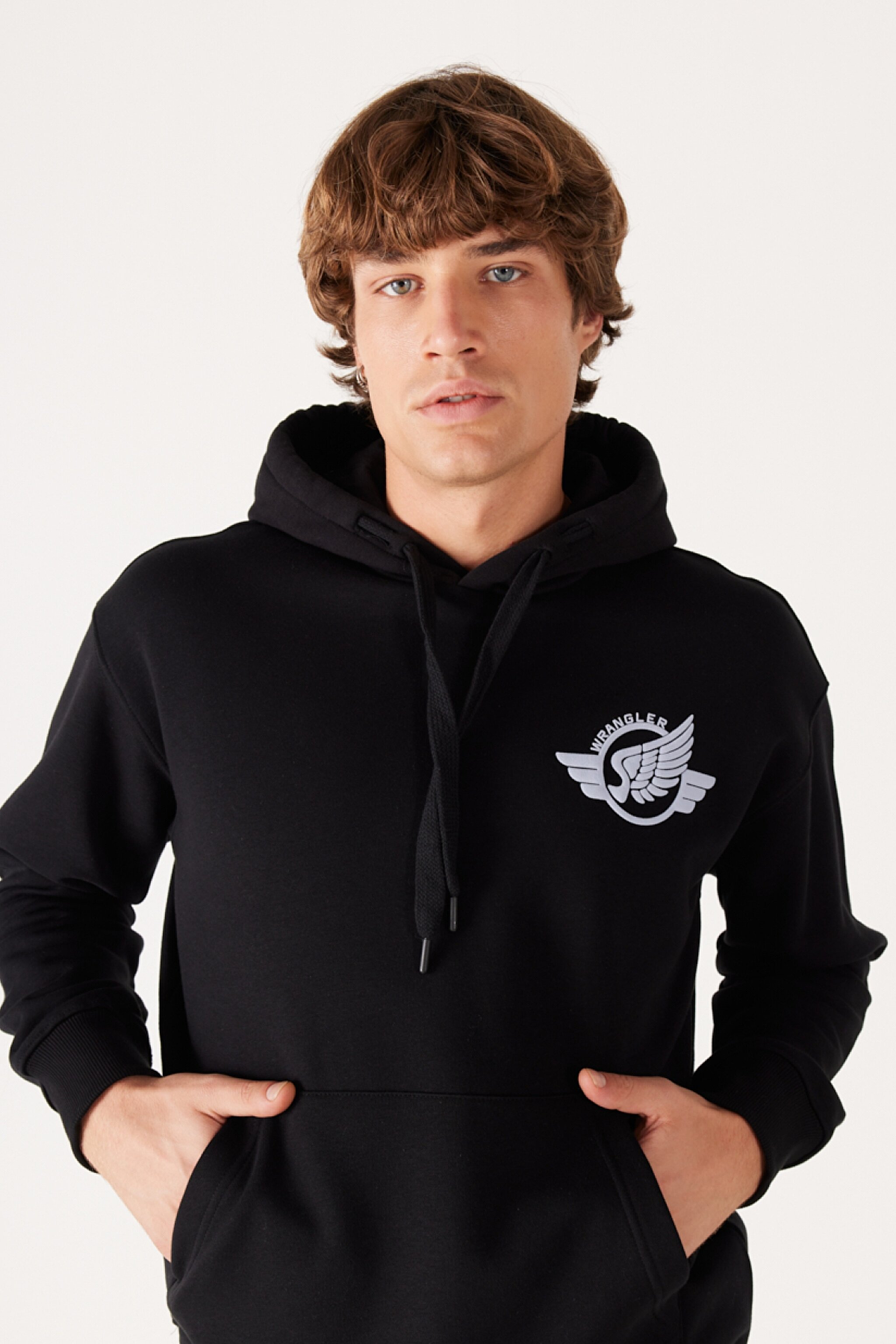 Loose Fit Rahat Kesim Kapüşonlu Sırt Baskılı İçi Polarlı Siyah Sweatshirt - Black-W232246001 (görsel 2)