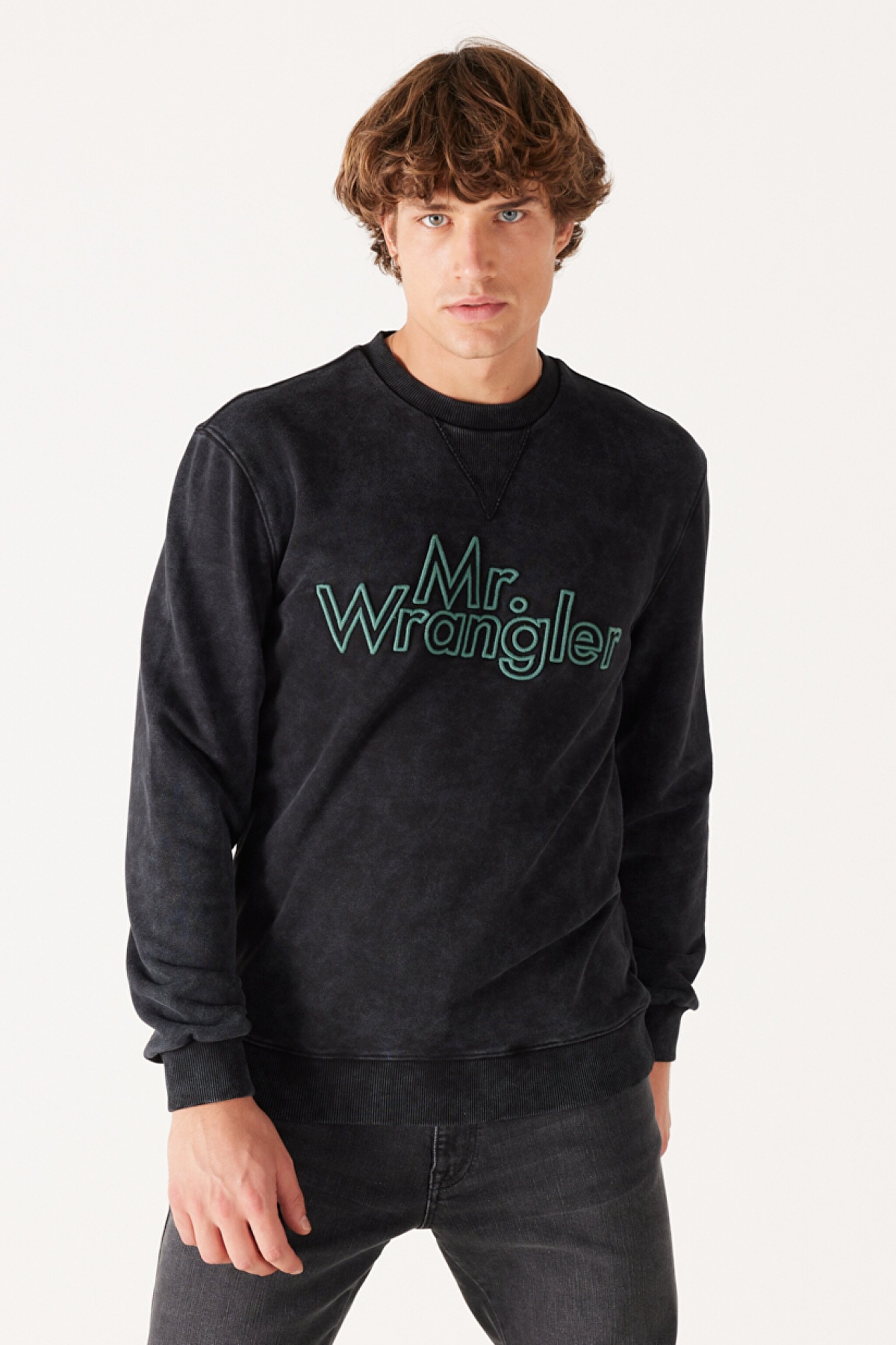 Regular Fit Normal Kesim %100 Pamuk Bisiklet Yaka Siyah Sweatshirt