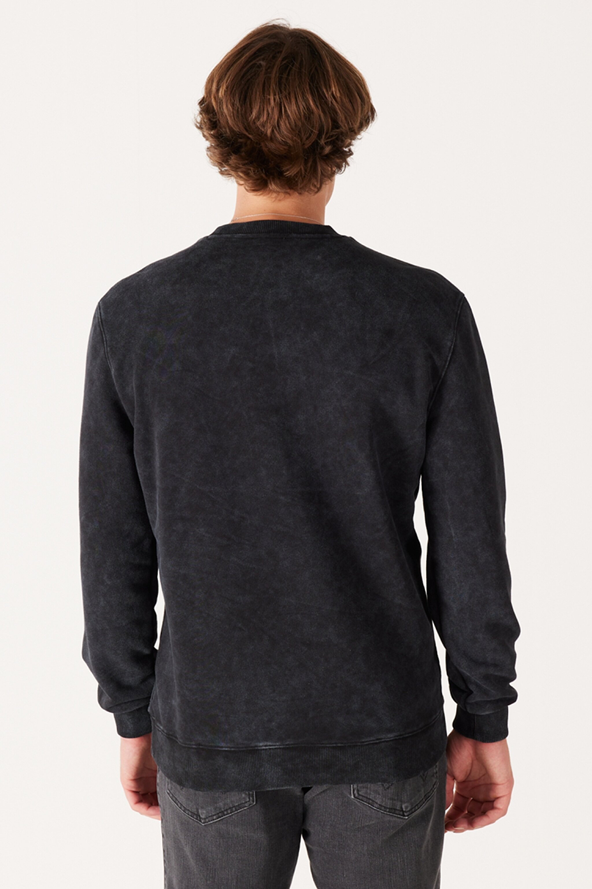 Regular Fit Normal Kesim %100 Pamuk Bisiklet Yaka Siyah Sweatshirt - Black-W232249001 (görsel 6)