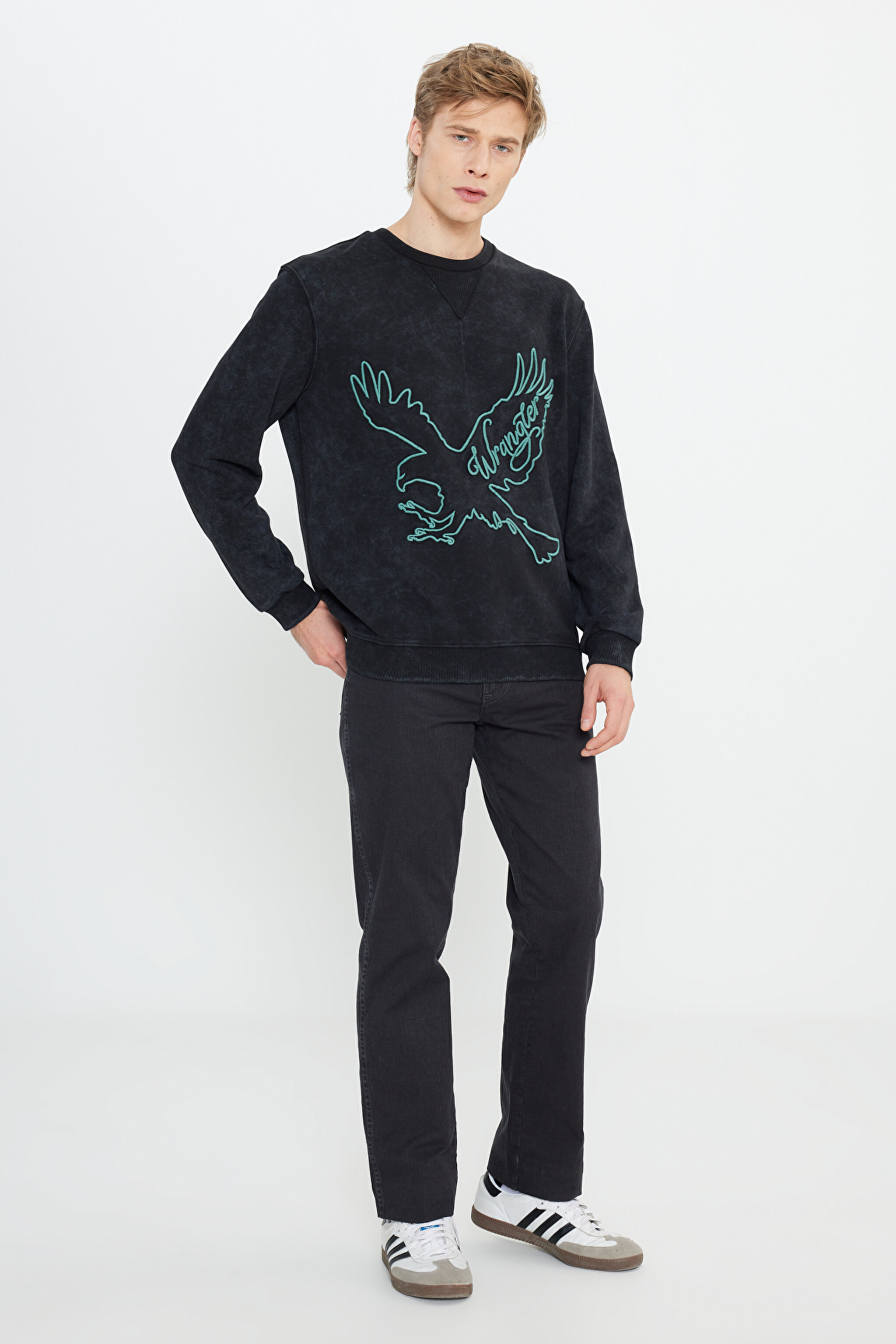 Regular Fit Normal Kesim Bisiklet Yaka Siyah Sweatshirt - Black-W232265001 (görsel 3)