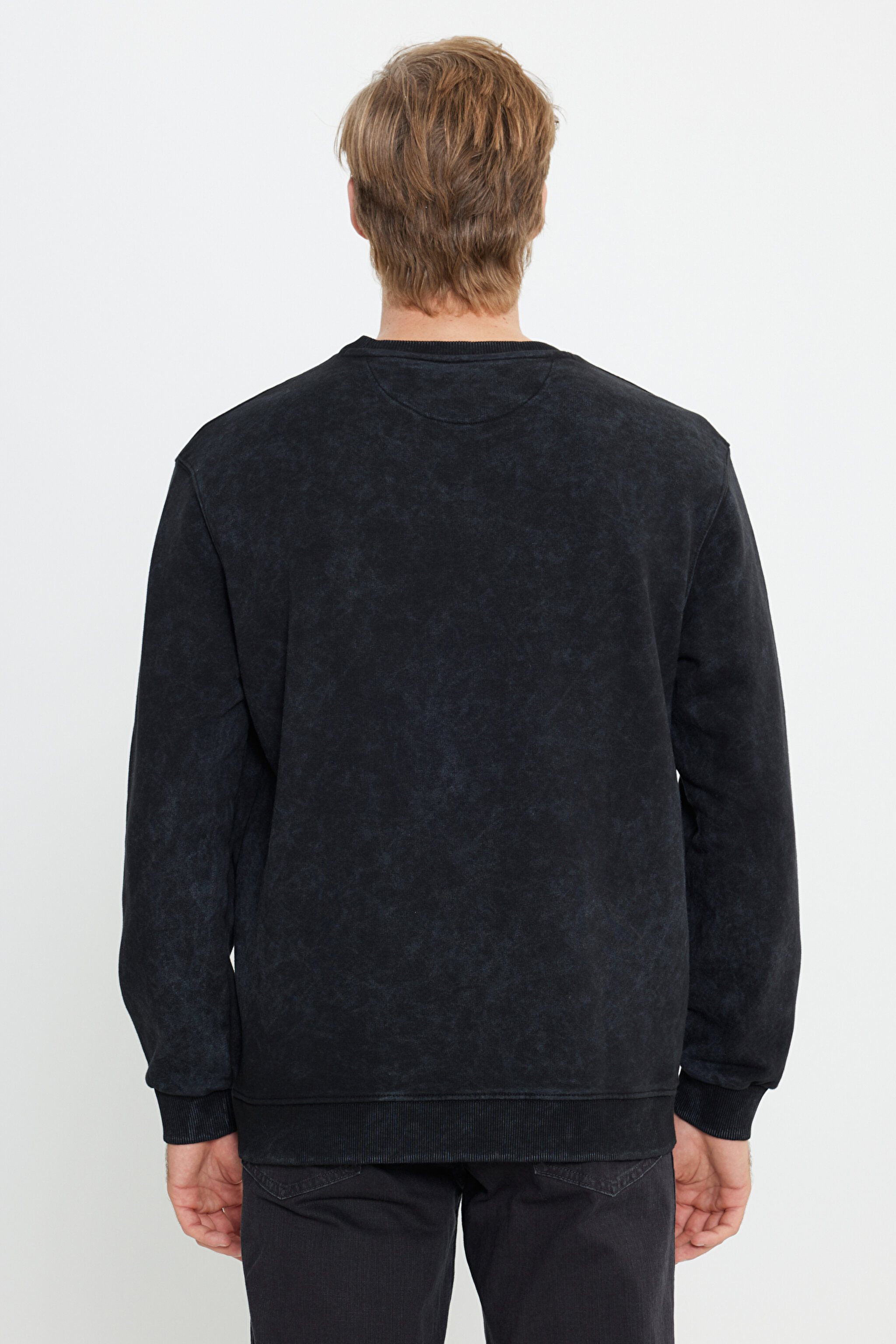 Regular Fit Normal Kesim Bisiklet Yaka Siyah Sweatshirt - Black-W232265001 (görsel 5)