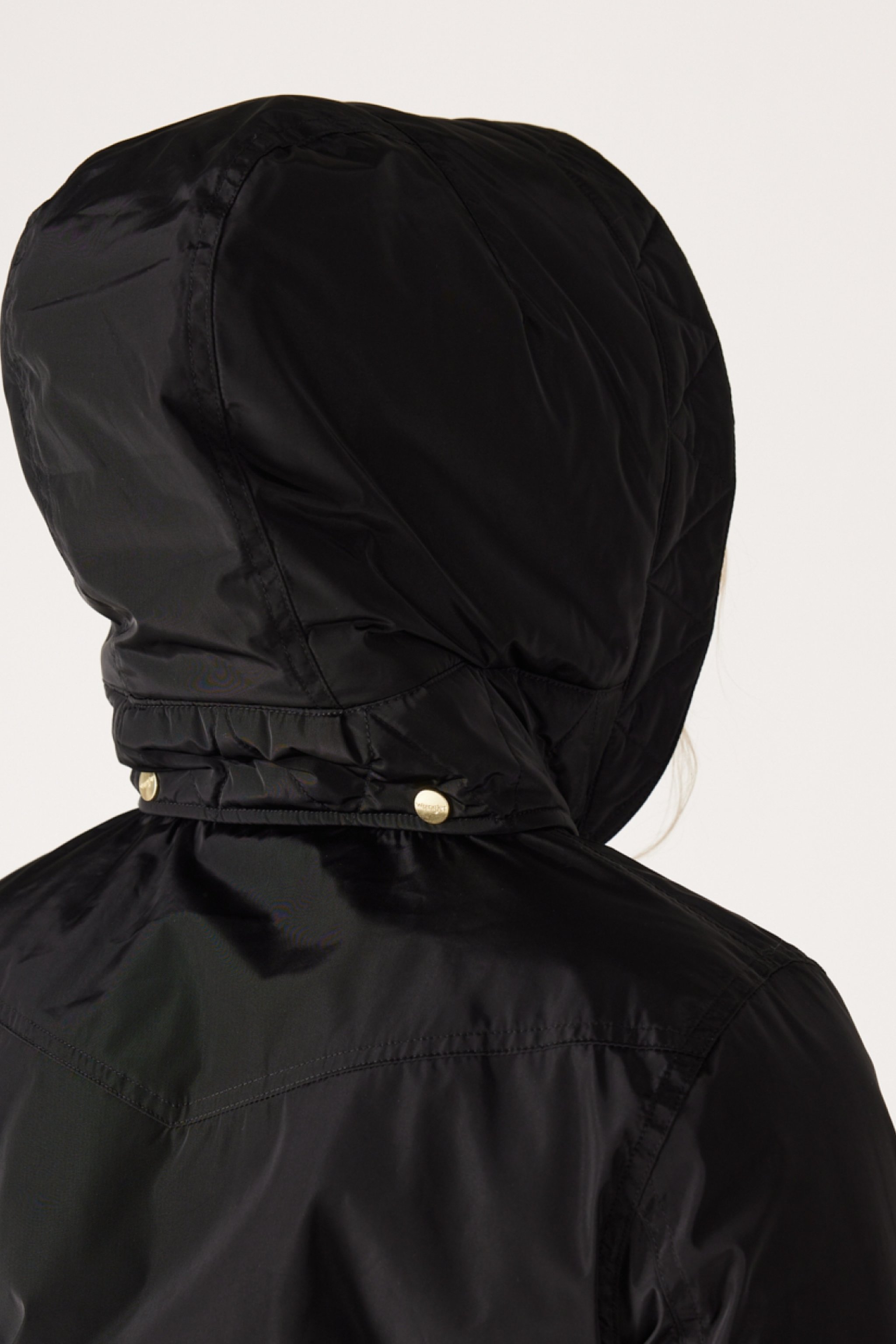 Loose Fit Rahat Kesim Kapüşonlu Siyah Parka Ceket - Black-W232276001 (görsel 7)