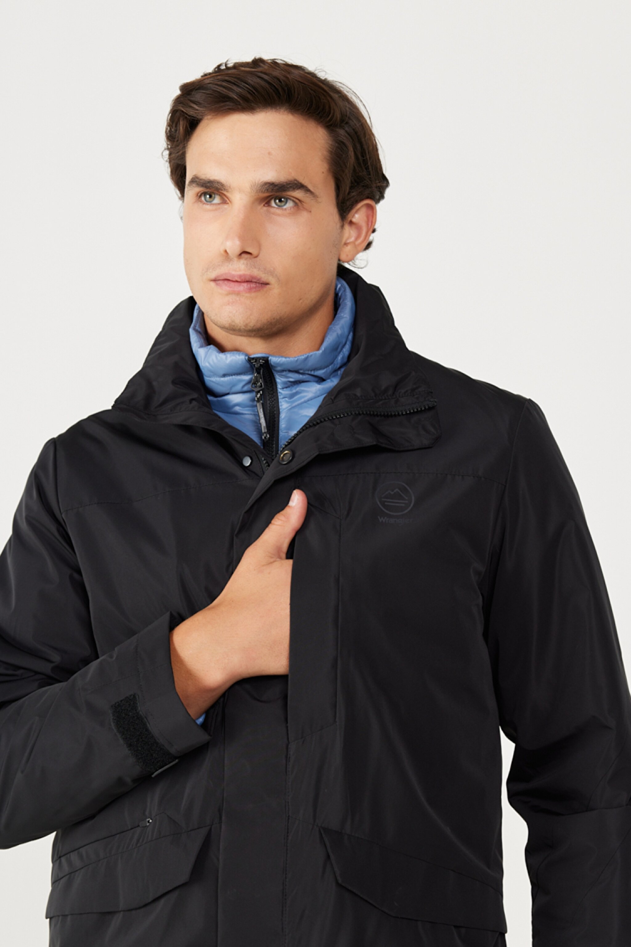 All Terrain Gear Relaxed Fit Geniş Kesim Dik Yaka Çift Kullanımı Siyah Mavi Parka - Black-W232281001 (görsel 3)
