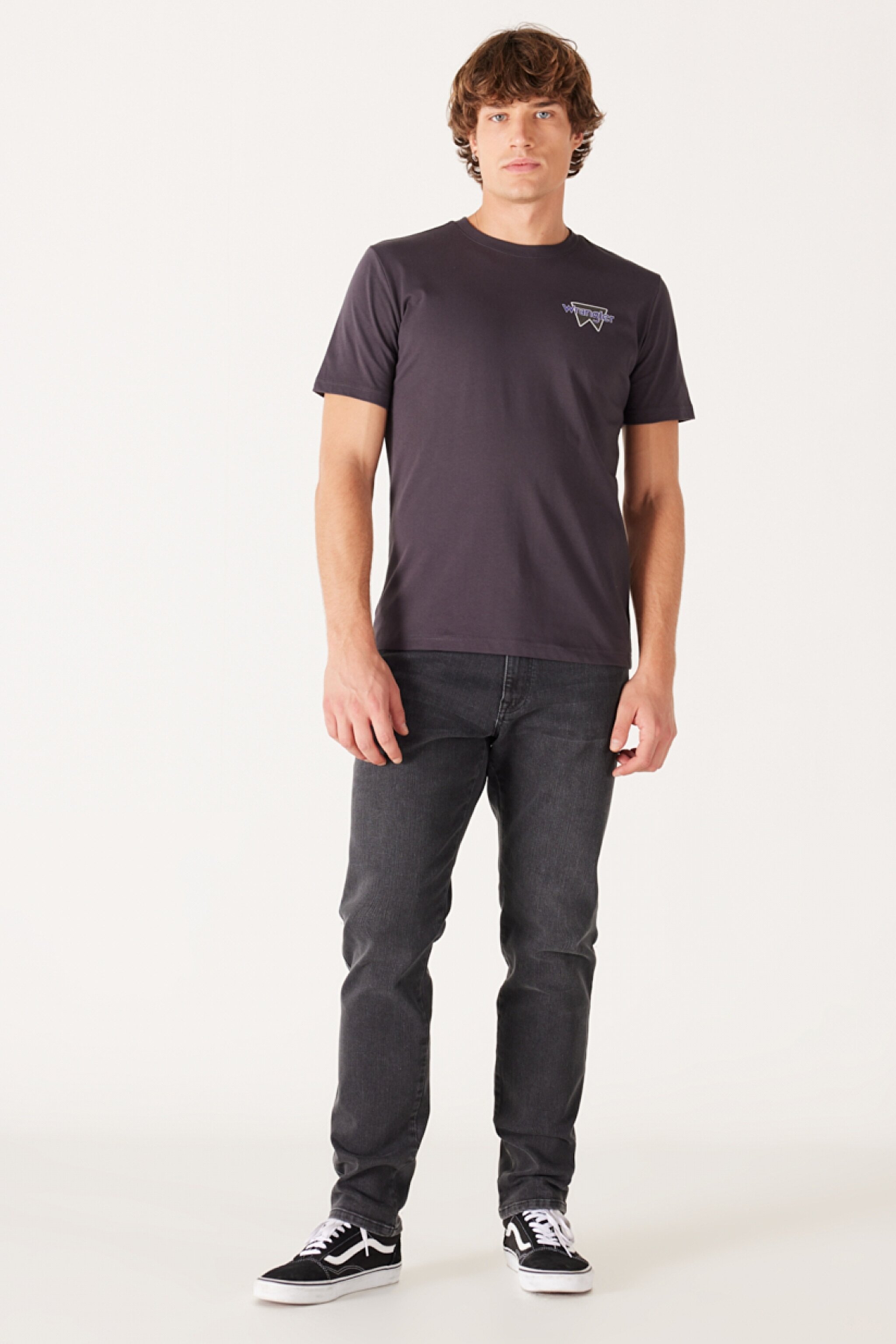 Regular Fit Normal Kesim %100 Pamuk Bisiklet Yaka Sırt Baskılı Antrasit Tişört - Anthracite-W232285003 (görsel 5)