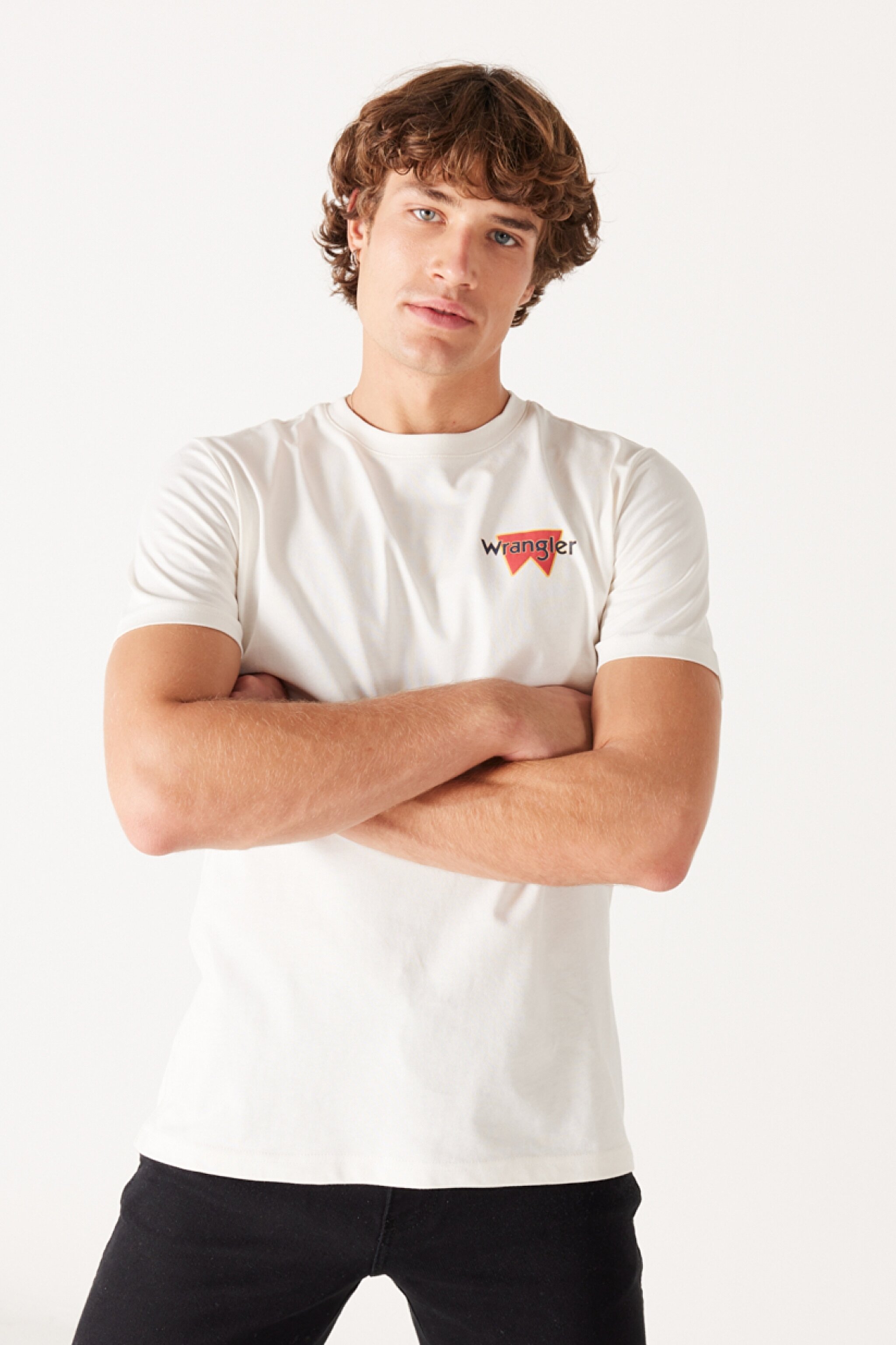 Regular Fit Normal Kesim %100 Pamuk Bisiklet Yaka Sırt Baskılı Kırık Beyaz Tişört - Off White-W232285102 (görsel 4)