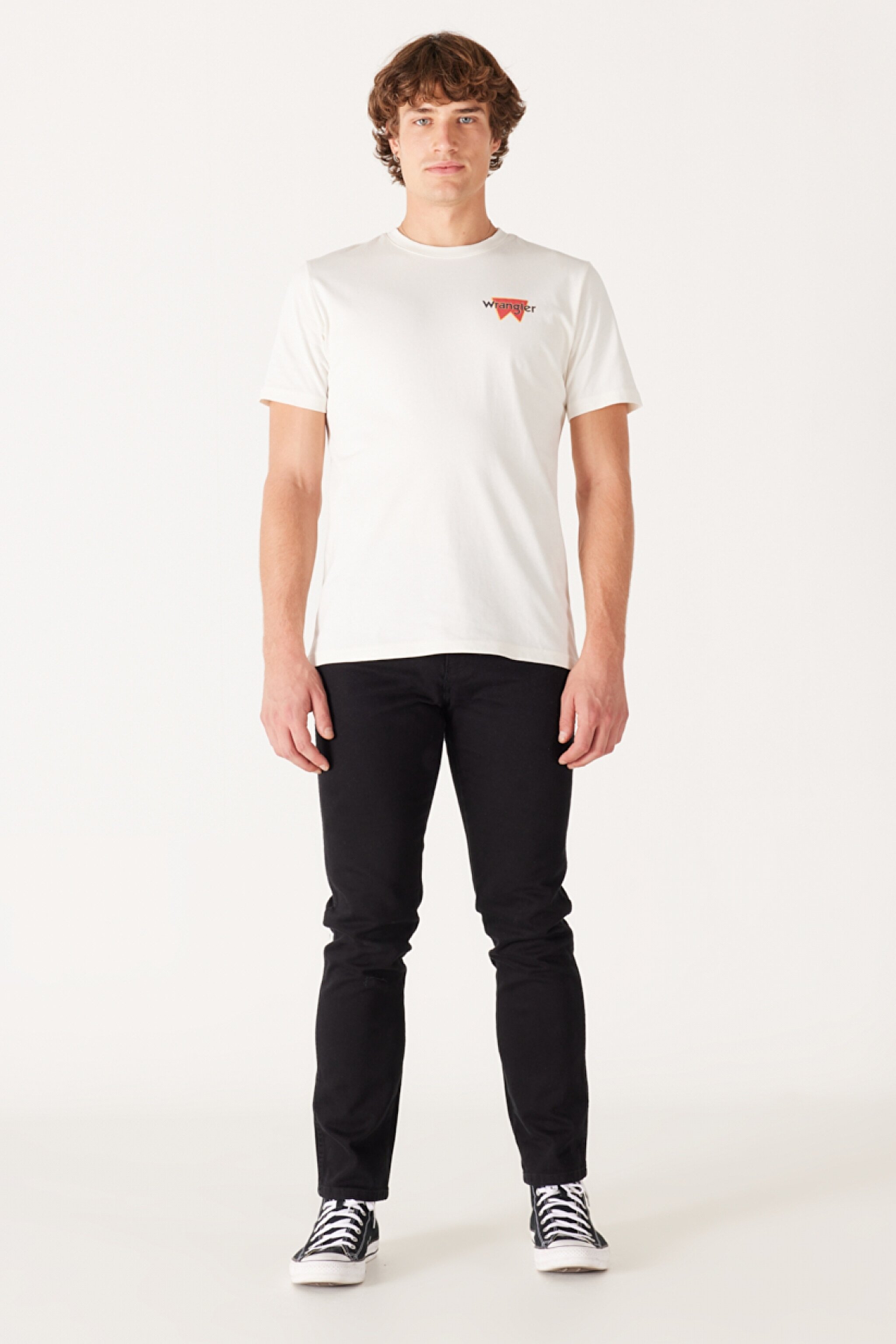Regular Fit Normal Kesim %100 Pamuk Bisiklet Yaka Sırt Baskılı Kırık Beyaz Tişört - Off White-W232285102 (görsel 5)