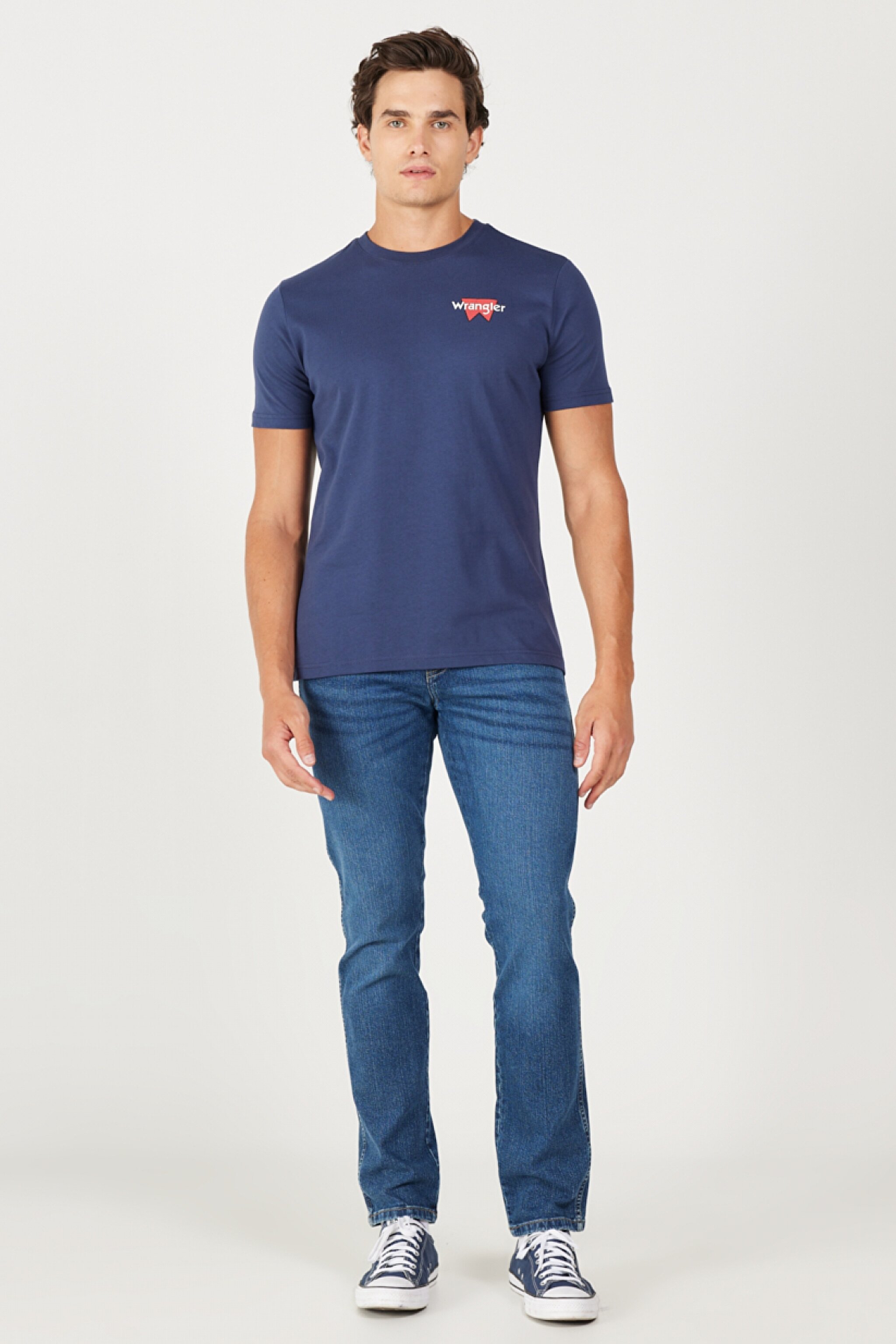 Regular Fit Normal Kesim %100 Pamuk Bisiklet Yaka Sırt Baskılı Lacivert Tişört - Indigo-W232285315 (görsel 5)