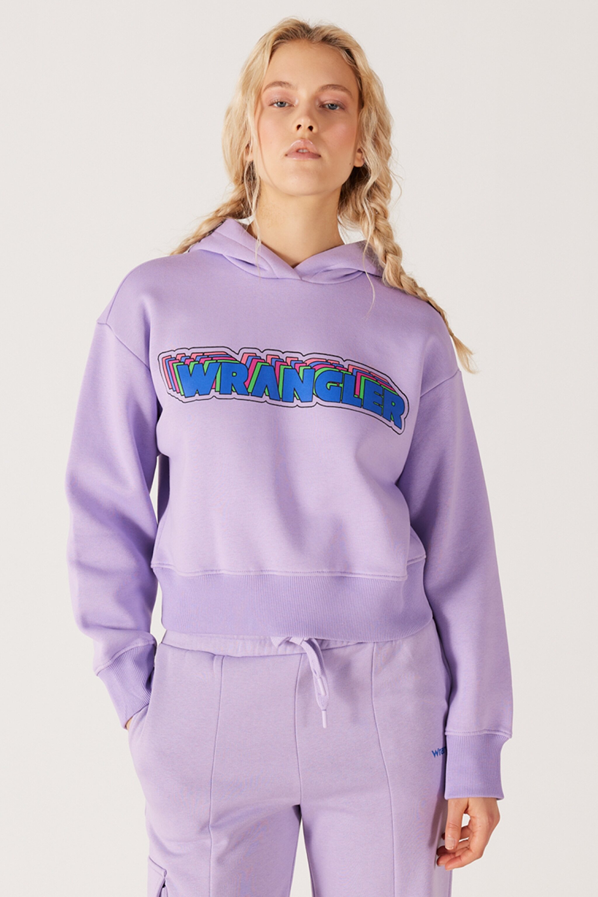 Regular Fit Normal Kesim Kapüşonlu İçi Polarlı Lila Sweatshirt