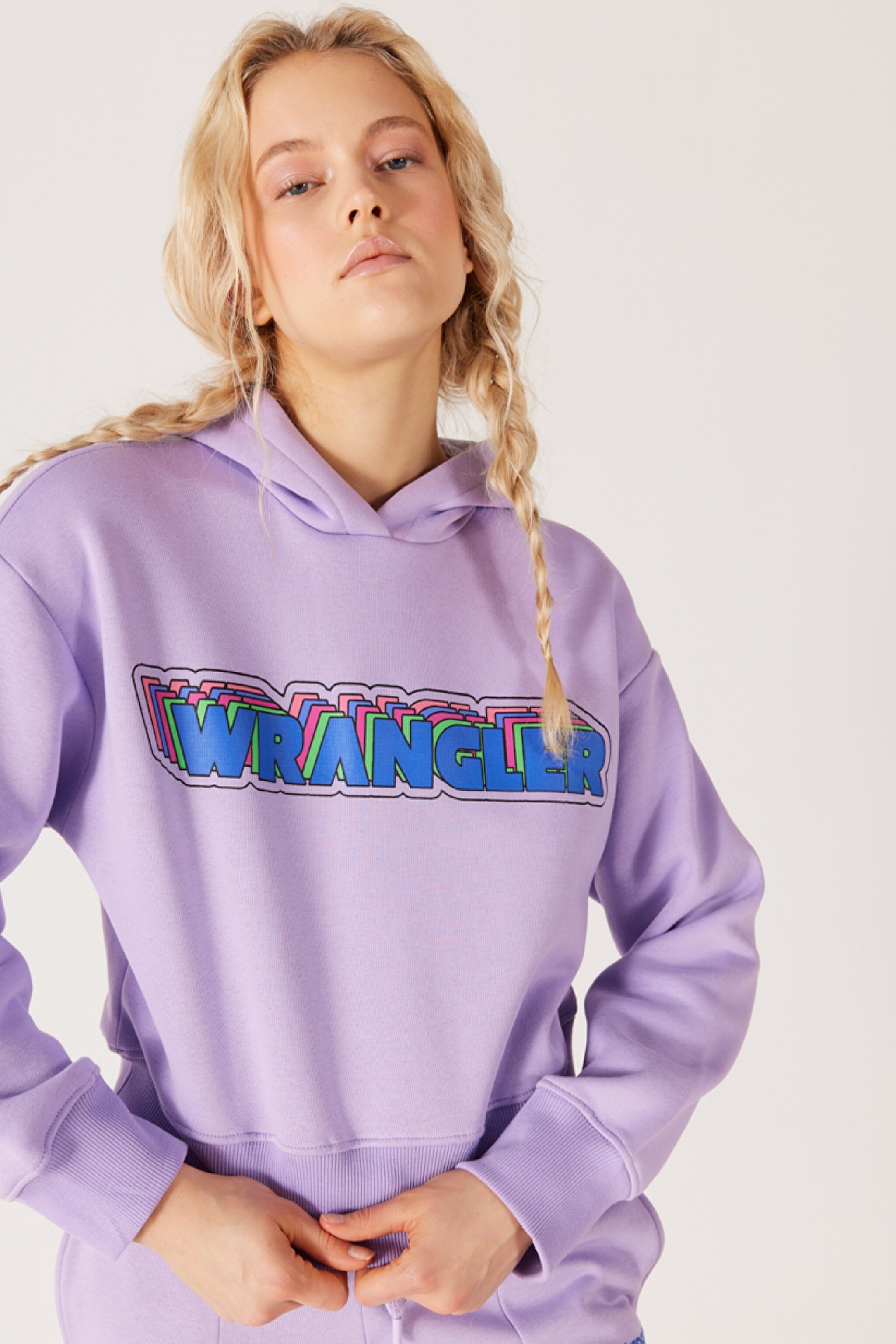 Regular Fit Normal Kesim Kapüşonlu İçi Polarlı Lila Sweatshirt - Light Lilac-W232302816 (görsel 3)