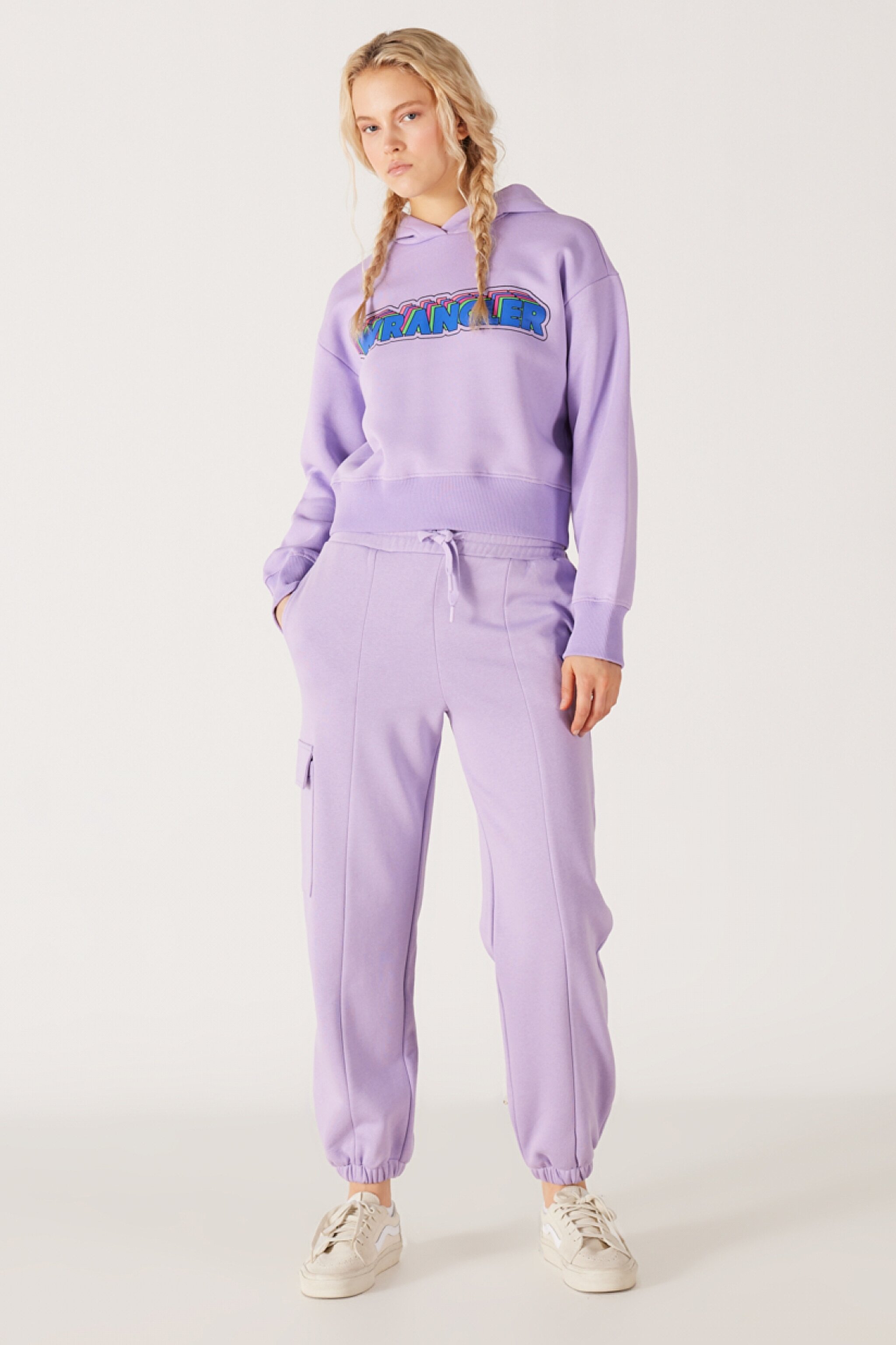 Regular Fit Normal Kesim Kapüşonlu İçi Polarlı Lila Sweatshirt - Light Lilac-W232302816 (görsel 5)