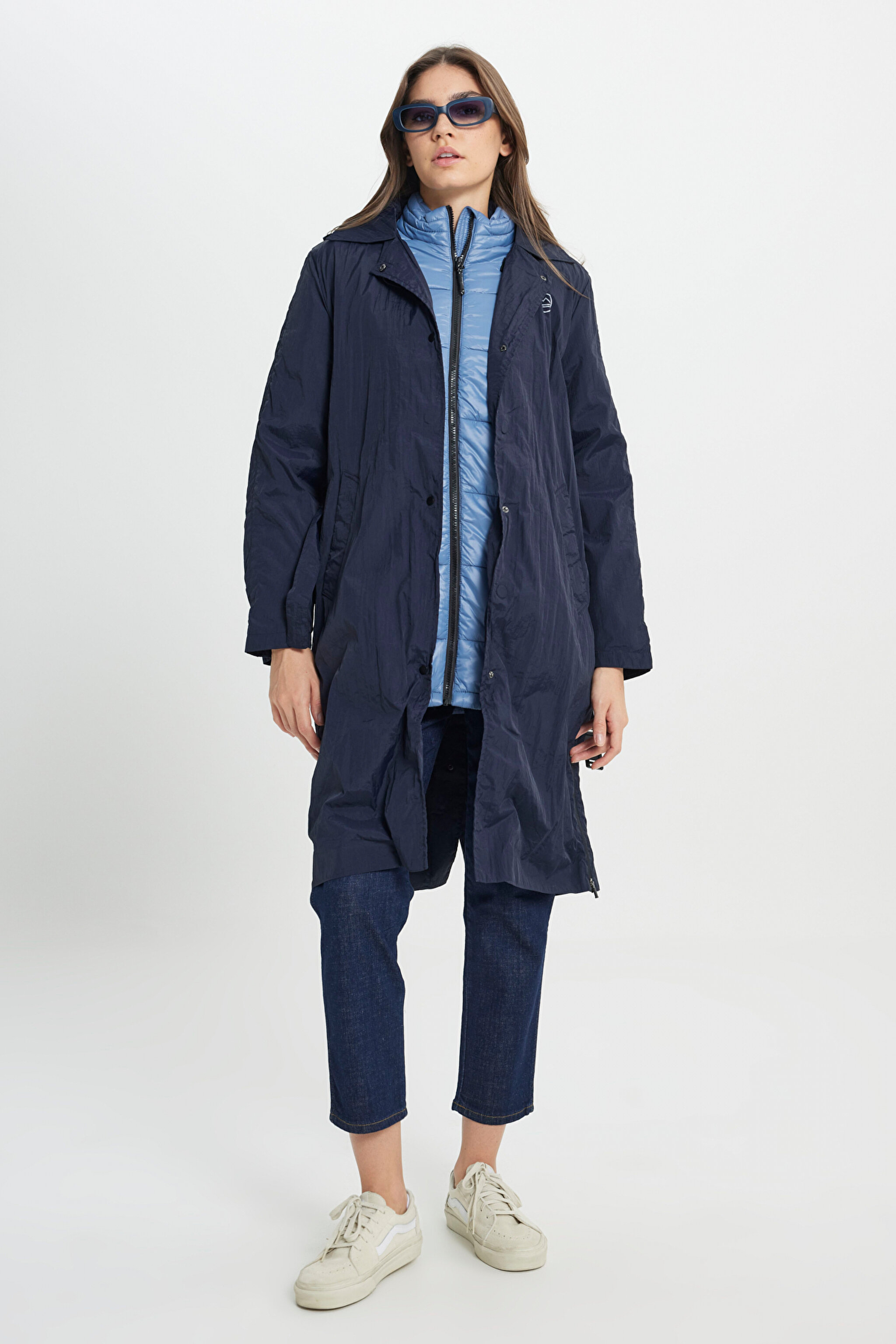 All Terrain Gear Regular Fit Kapüşonlu Çift Kullanımlı Lacivert Yağmurluk Ceket - Navy-W232319114 (görsel 2)