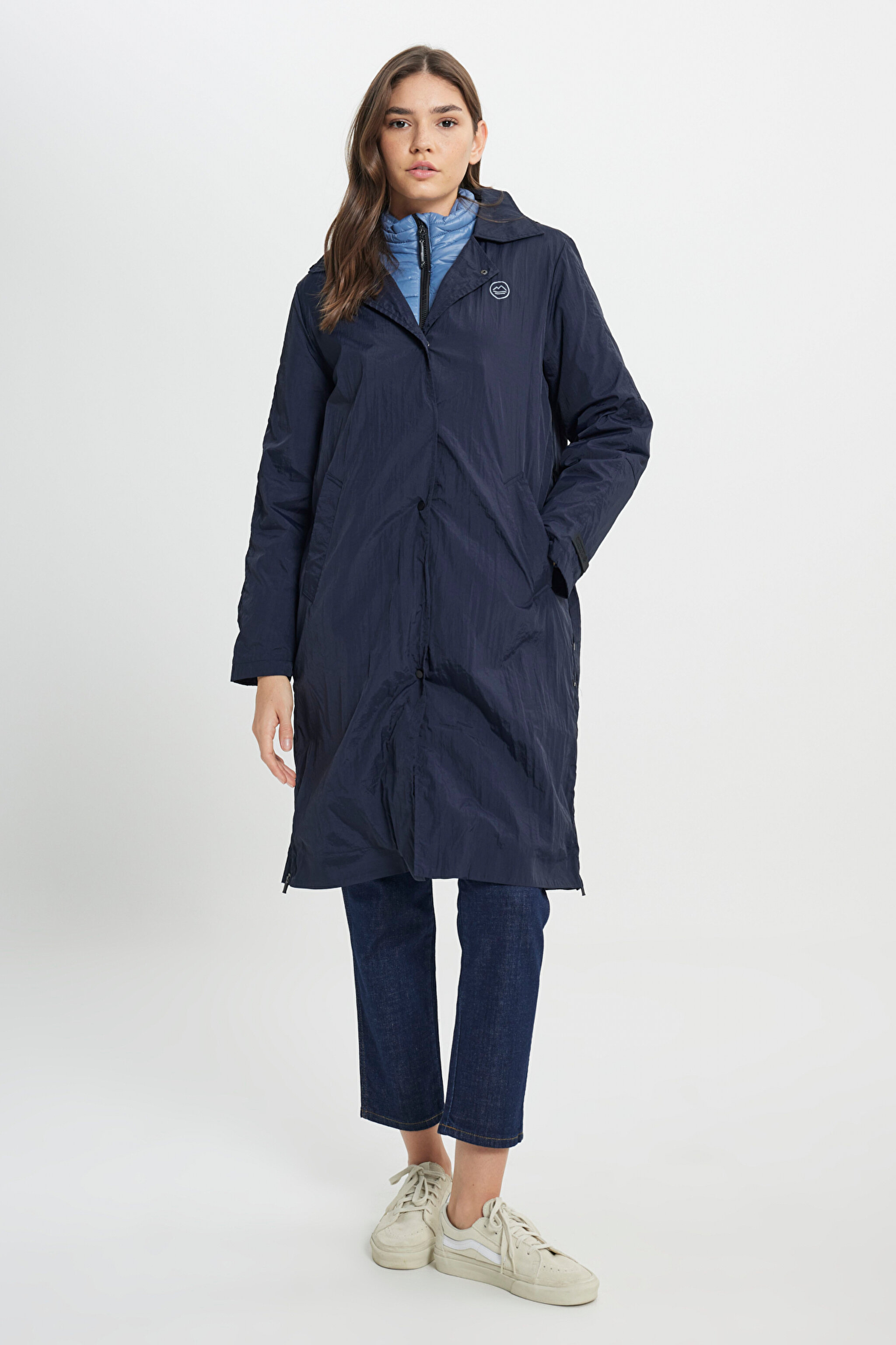 All Terrain Gear Regular Fit Kapüşonlu Çift Kullanımlı Lacivert Yağmurluk Ceket - Navy-W232319114 (görsel 3)