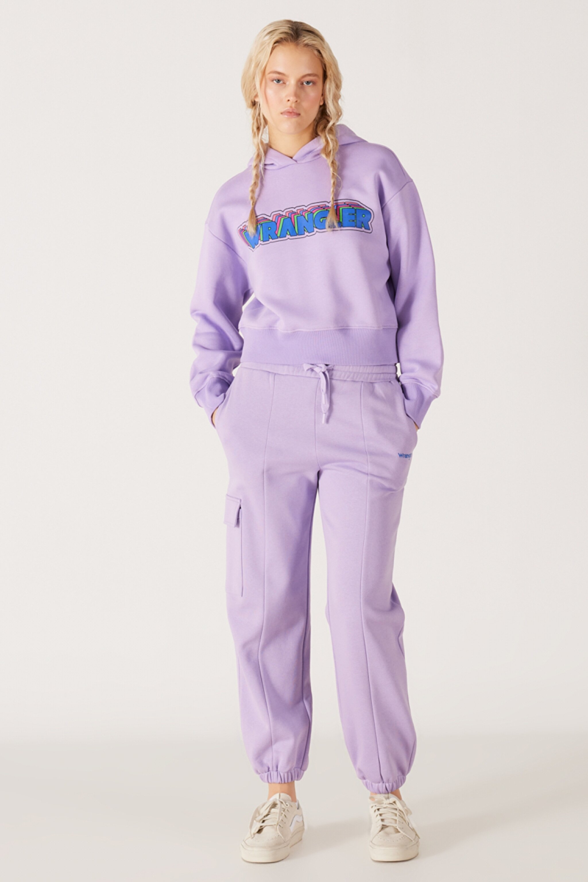 Regular Fit Normal Kesim İçi Polarlı Cepli Lila Jogger Eşofman Altı - Light Lilac-W232349816 (görsel 3)