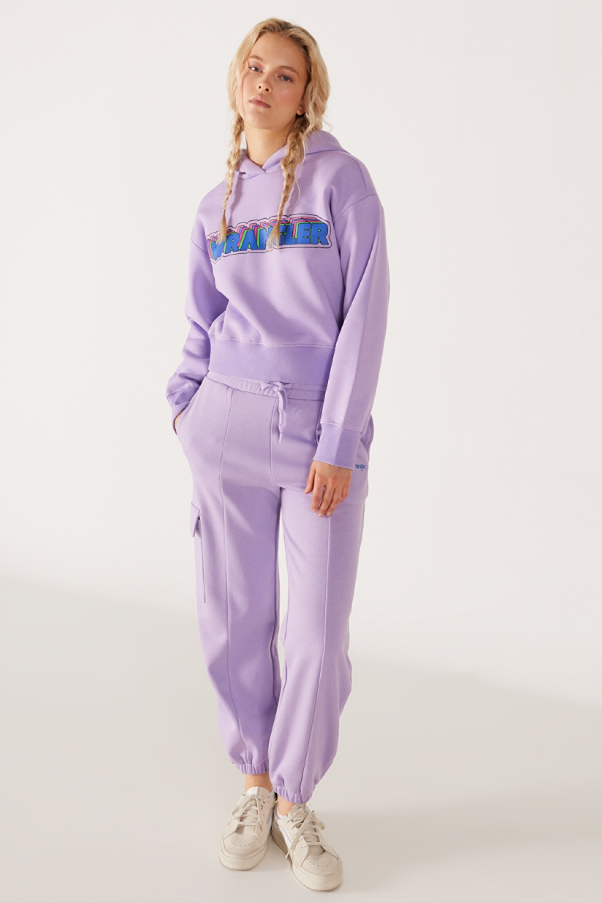 Regular Fit Normal Kesim İçi Polarlı Cepli Lila Jogger Eşofman Altı - Light Lilac-W232349816 (görsel 4)
