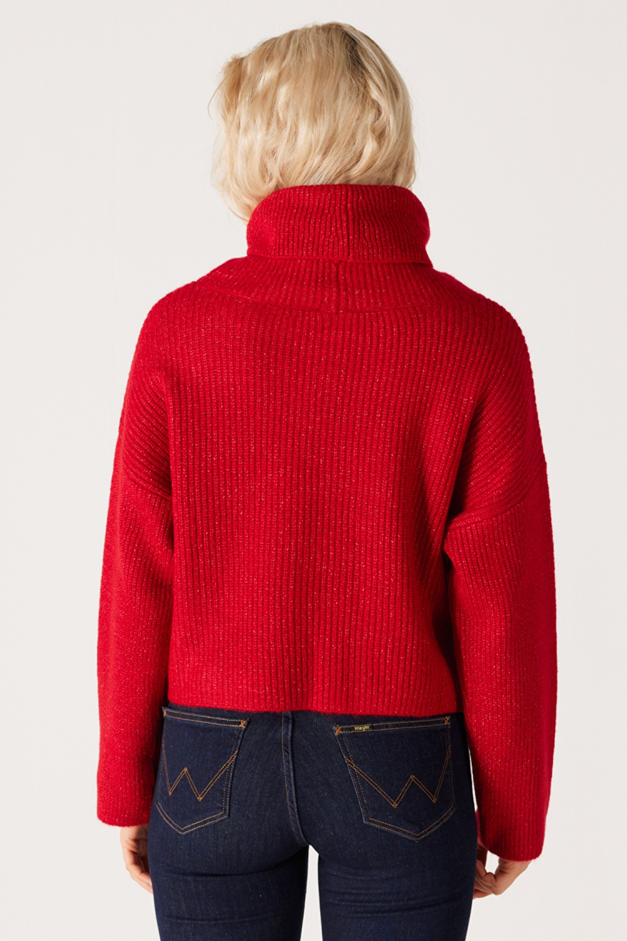 Regular Fit Normal Kesim Balıkçı Yaka Kırmızı Triko Kazak - Red-W232354600 (görsel 7)