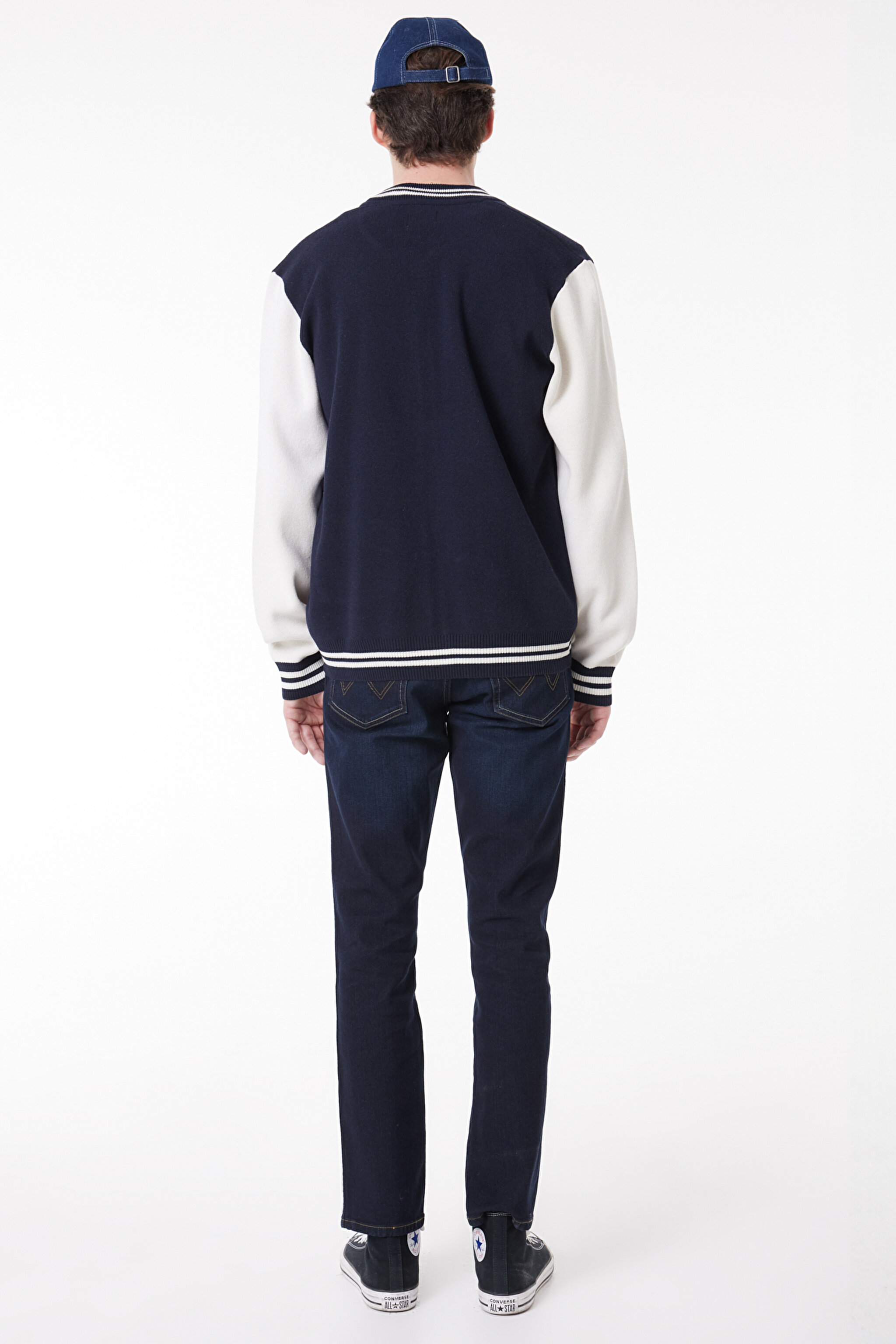 Regular Fit Normal Kesim Dik Yaka Lacivert Bomber Ceket - Navy-W232387410 (görsel 6)