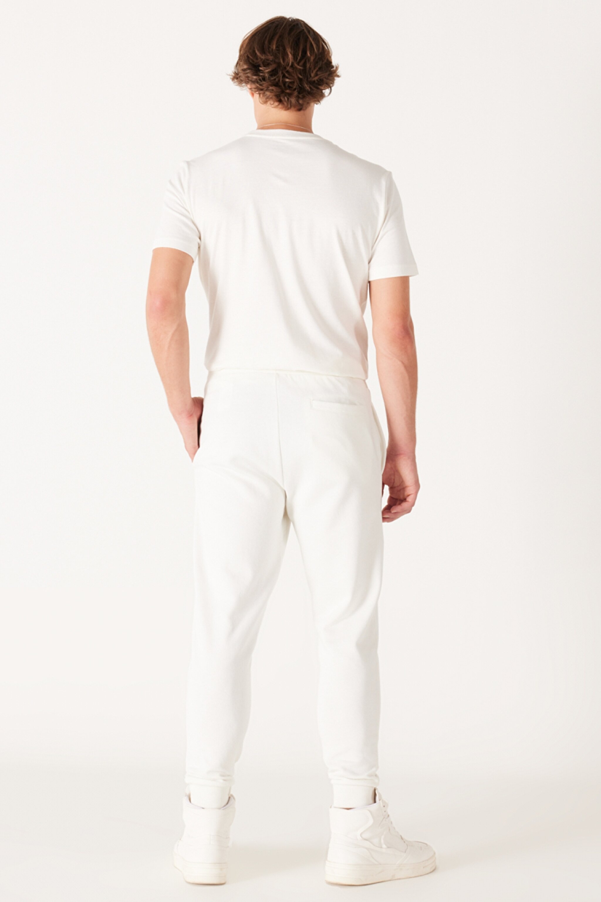 Regular Fit Normal Kesim Normal Bel Kırık Beyaz Eşofman Altı - Off White-W232400102 (görsel 5)