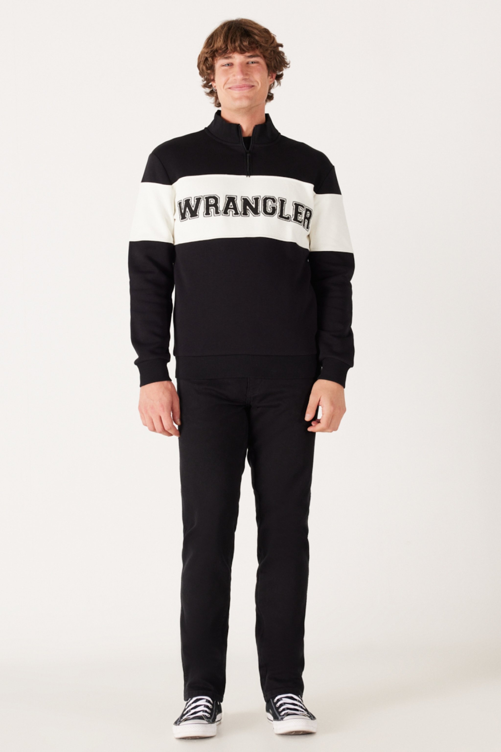 Regular Fit Normal Kesim %100 Pamuk İçi Polarlı Dik Yaka Siyah Sweatshirt - Black-W232526001 (görsel 5)