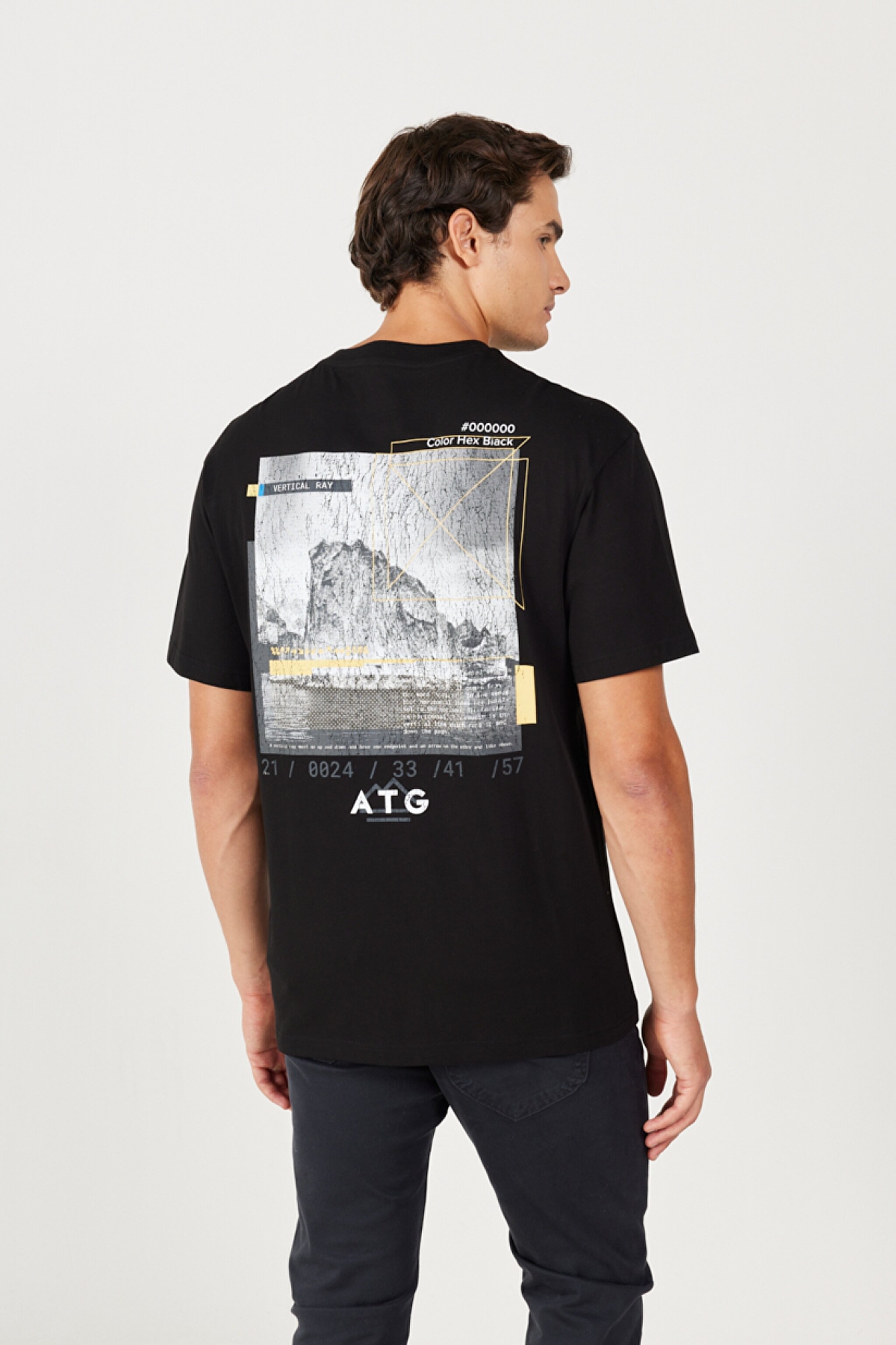 All Terrain Gear Loose Fit Rahat Kesim %100 Pamuk Bisiklet Yaka Sırt Baskılı Siyah Tişört - Black-W232539001