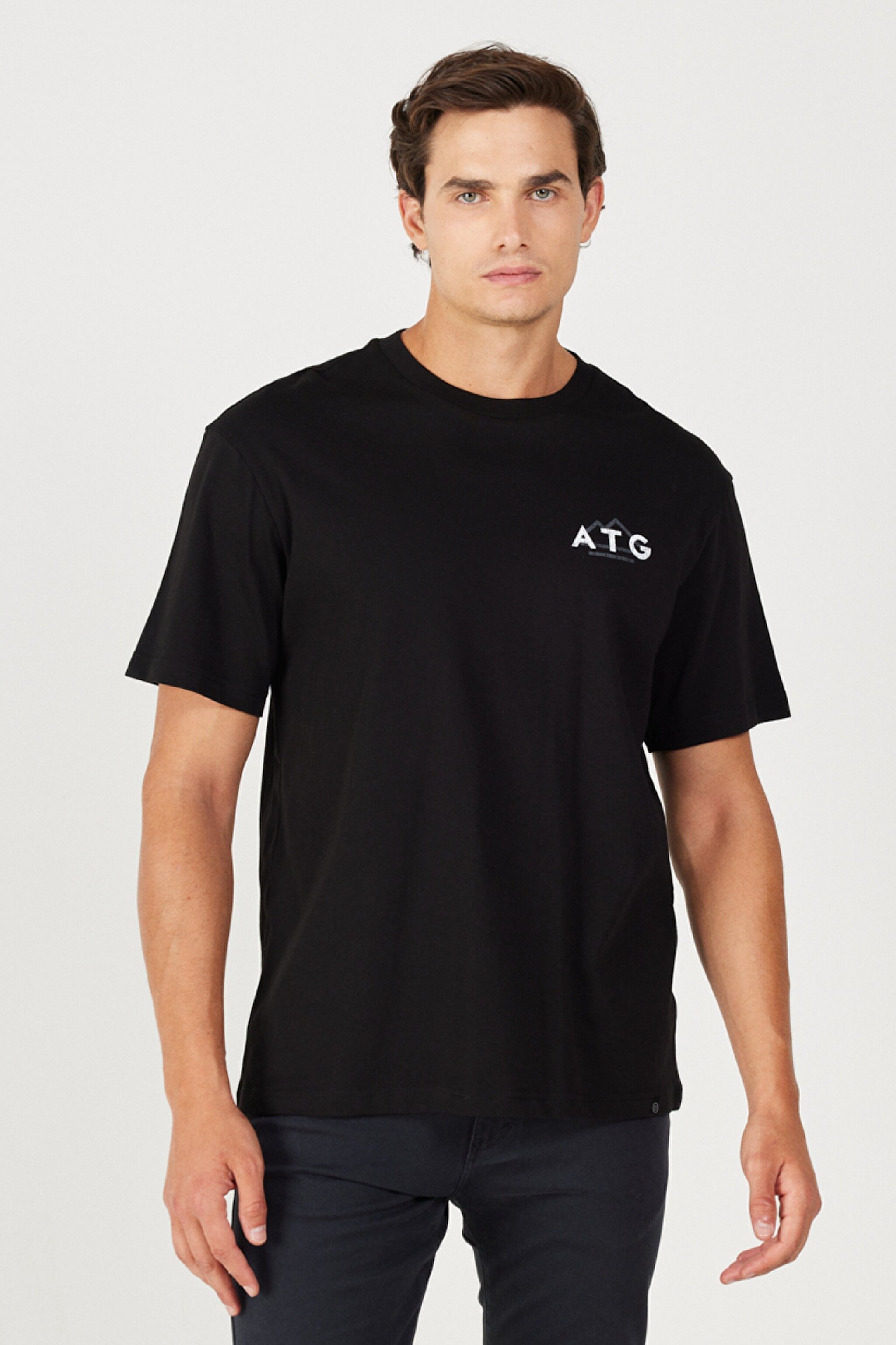 All Terrain Gear Loose Fit Rahat Kesim %100 Pamuk Bisiklet Yaka Sırt Baskılı Siyah Tişört - Black-W232539001 (görsel 2)