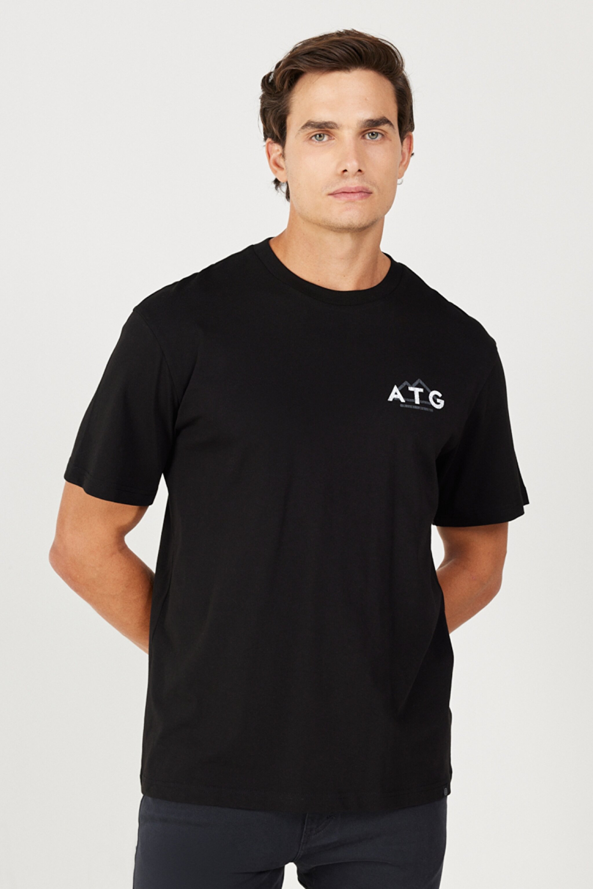 All Terrain Gear Loose Fit Rahat Kesim %100 Pamuk Bisiklet Yaka Sırt Baskılı Siyah Tişört - Black-W232539001 (görsel 4)